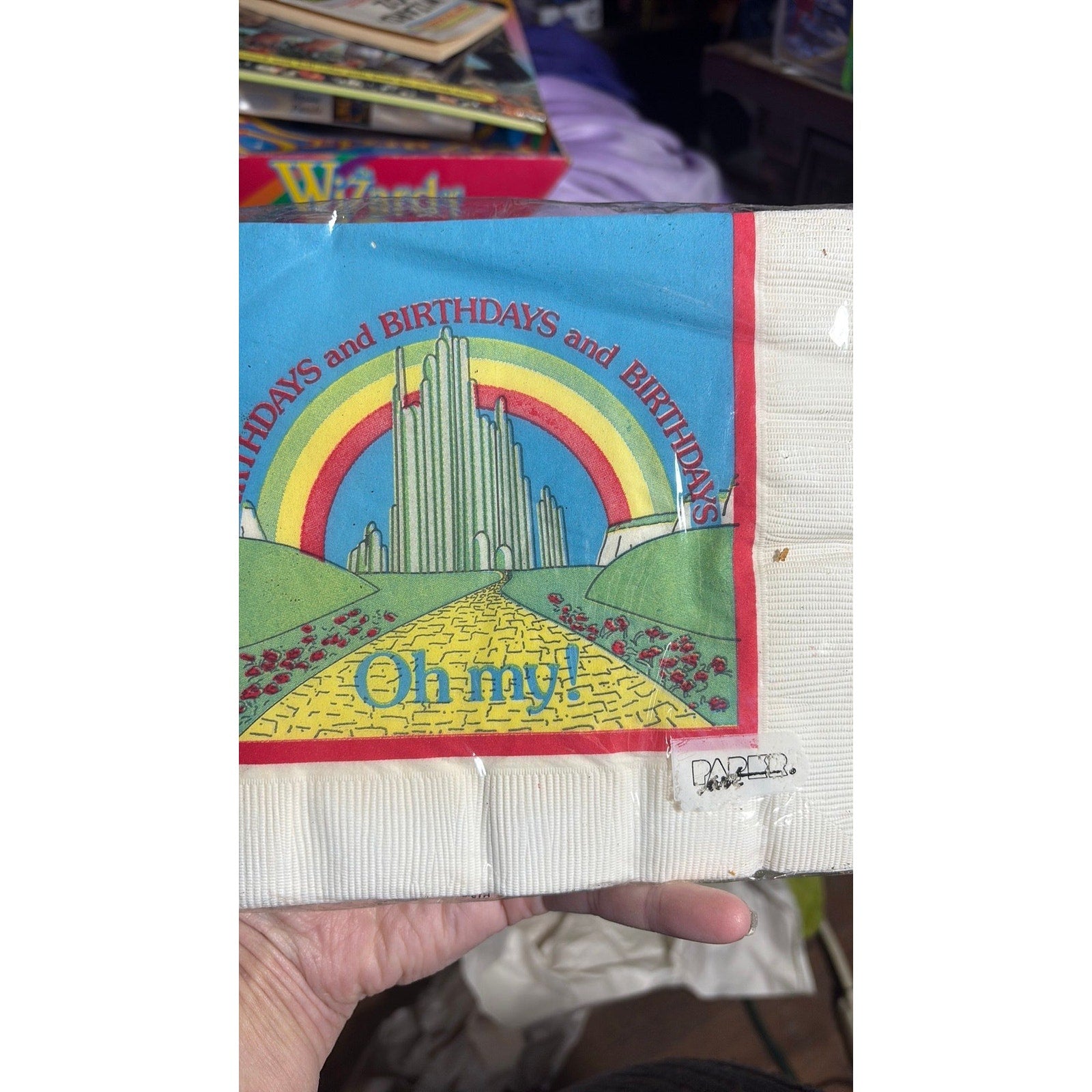 16 Vintage Wizard of Oz Beverage Napkins, Birthdays Oh My! Paper Art, 1989, mint