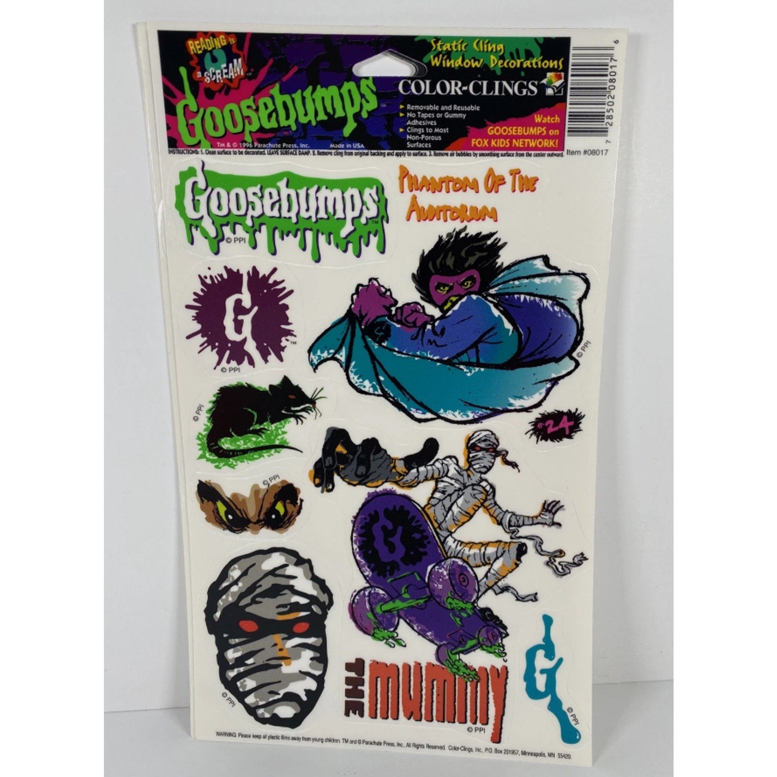 1996 Goosebumps NEW Window Clings Decal RL Stine Halloween NOS 4 Style