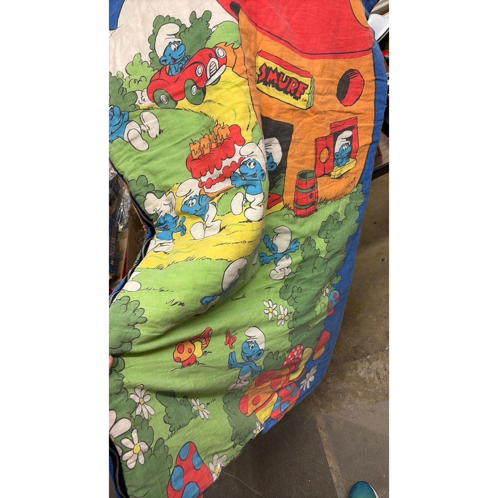 Vintage The Smurfs Sleeping Bag 1980's  - Working Zippers - Some Wear - B4