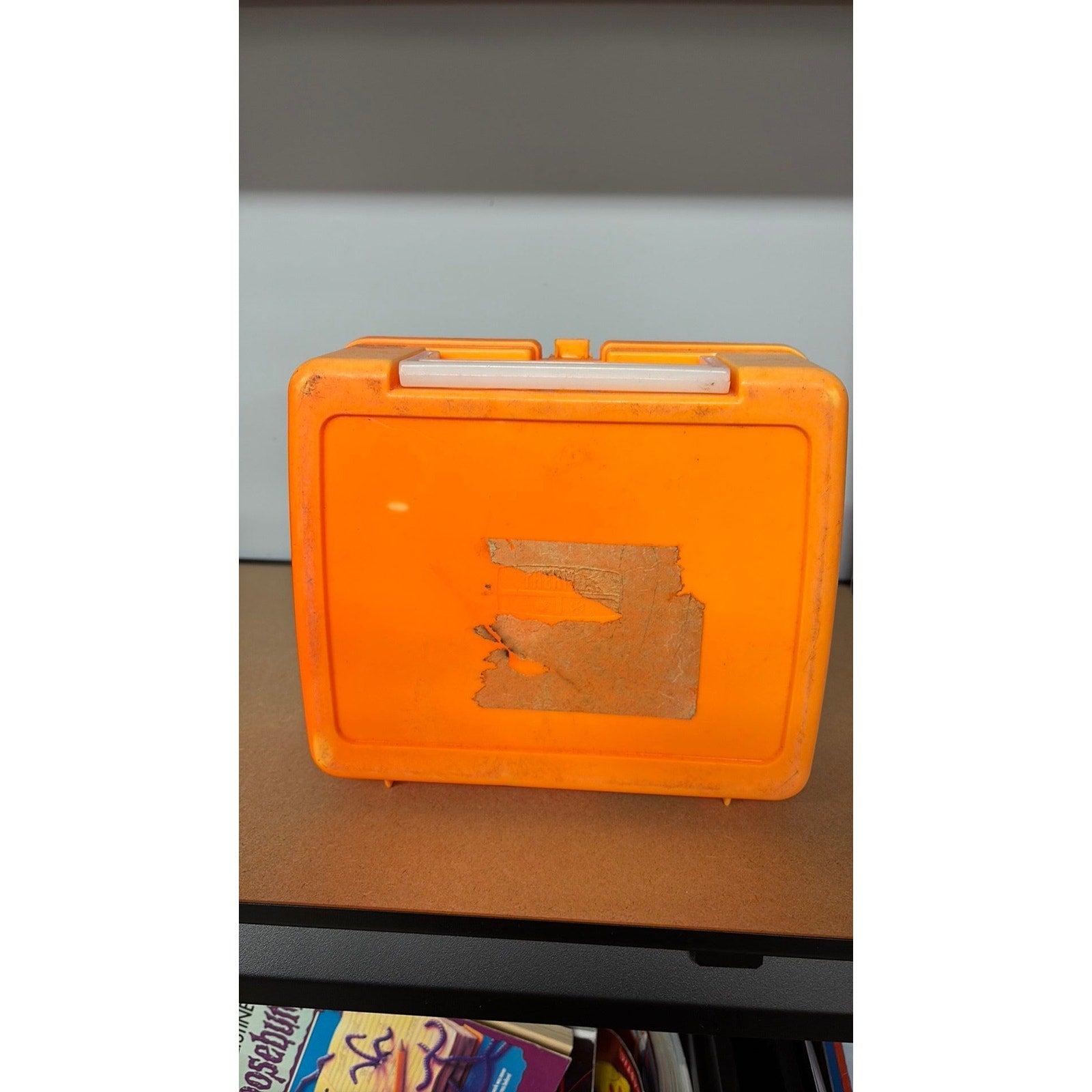 Vintage 1988 DOUBLE DARE Orange Plastic Lunchbox Thermos Brand MTV - No Thermos