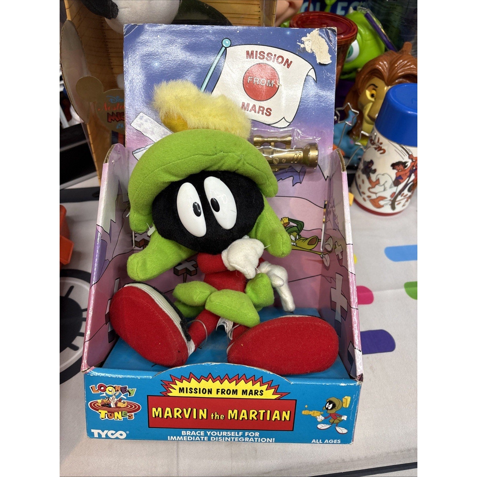 1995 Rare Warner Bros Marvin the Martian Mission From Mars Plush Toy In Box