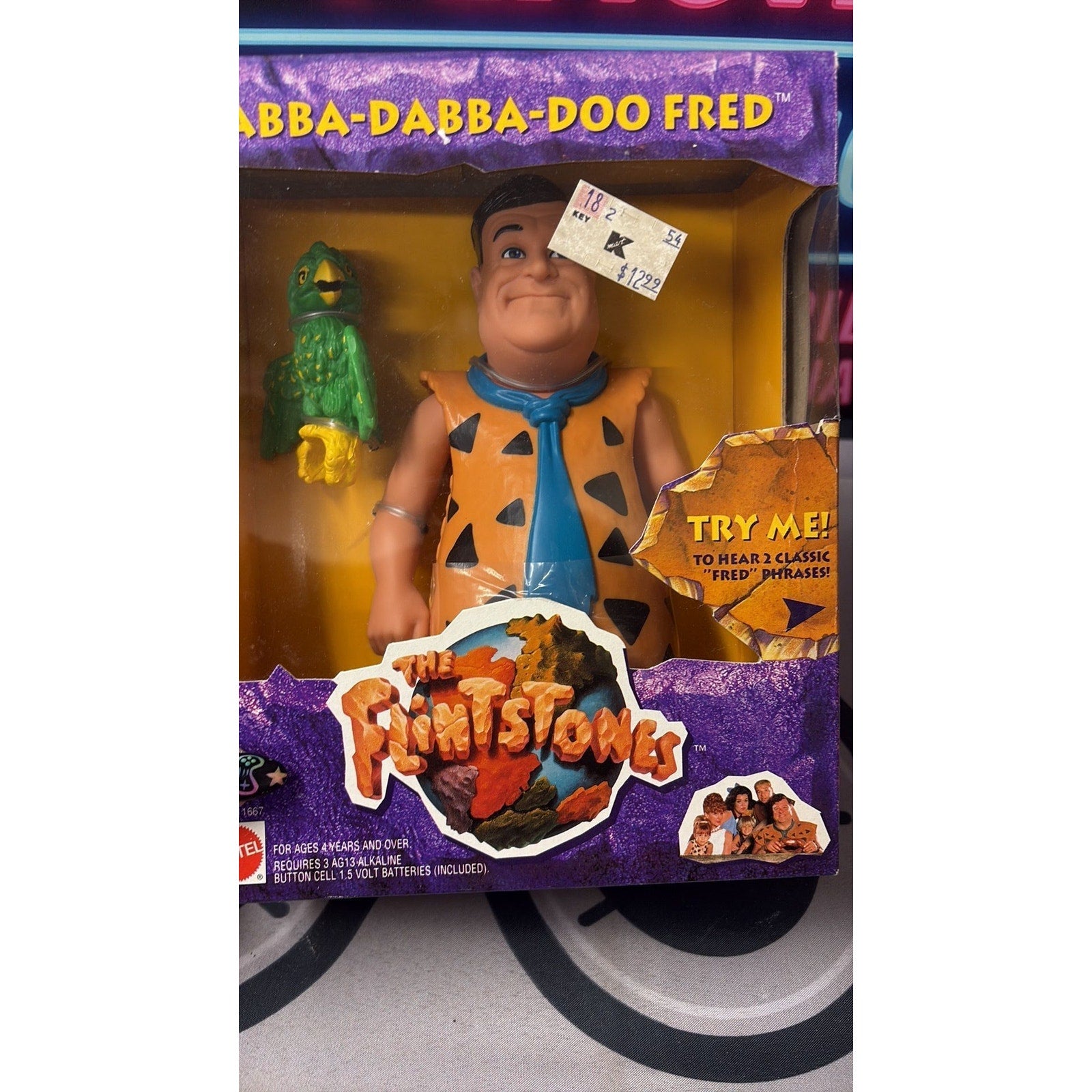 8D- The Flintstones Yabba-Dabba-Doo Fred Action Figure 1993 Mattel “SEALED IN BOX”