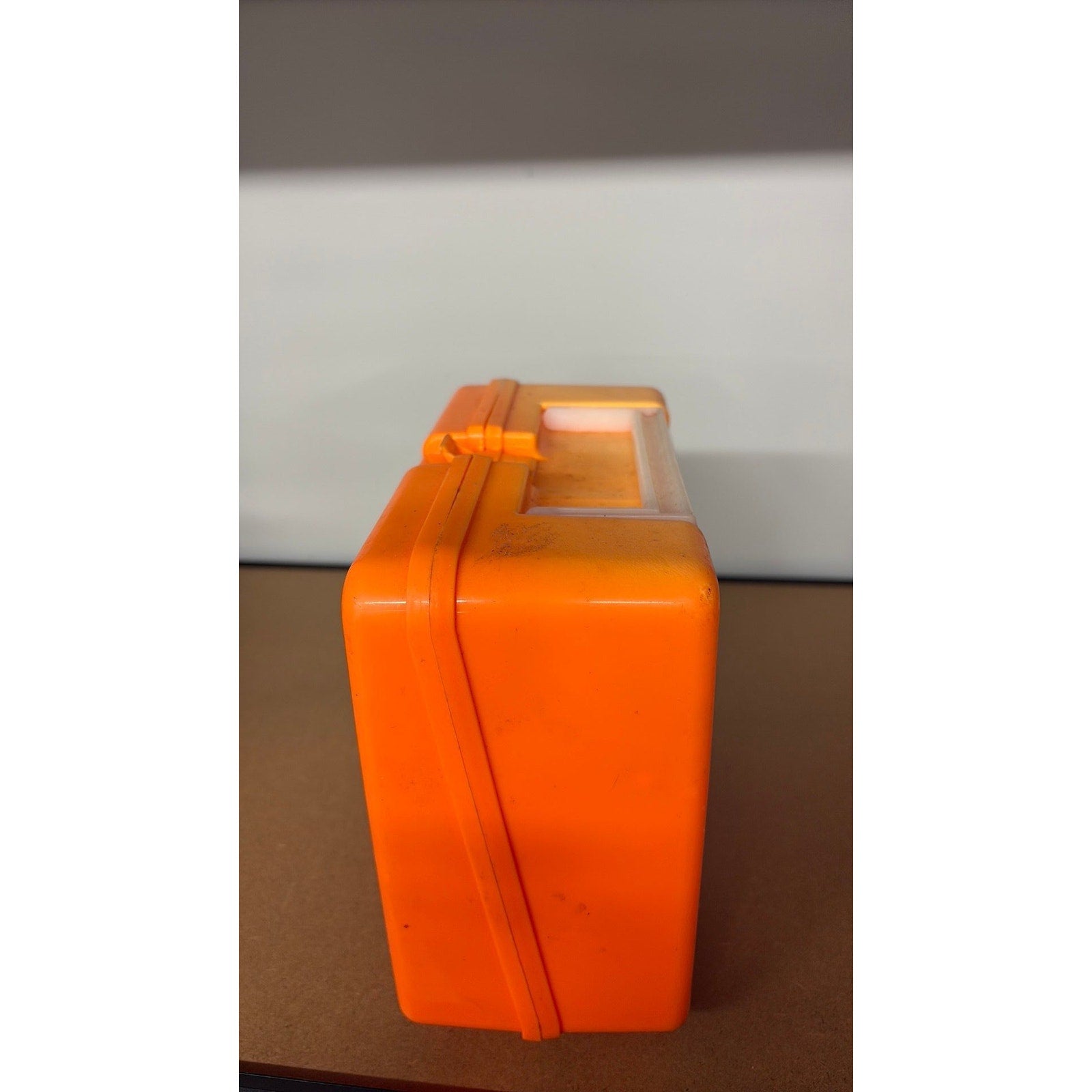Vintage 1988 DOUBLE DARE Orange Plastic Lunchbox Thermos Brand MTV - No Thermos