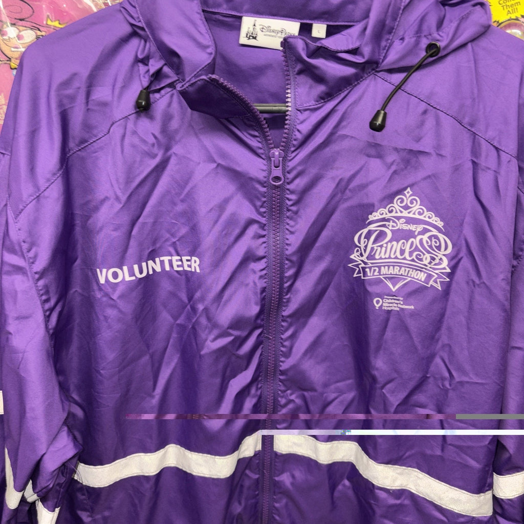 Disney Parks Jacket Womens L Princess 1/2 Marathon Volunteer Windbreaker Hooded