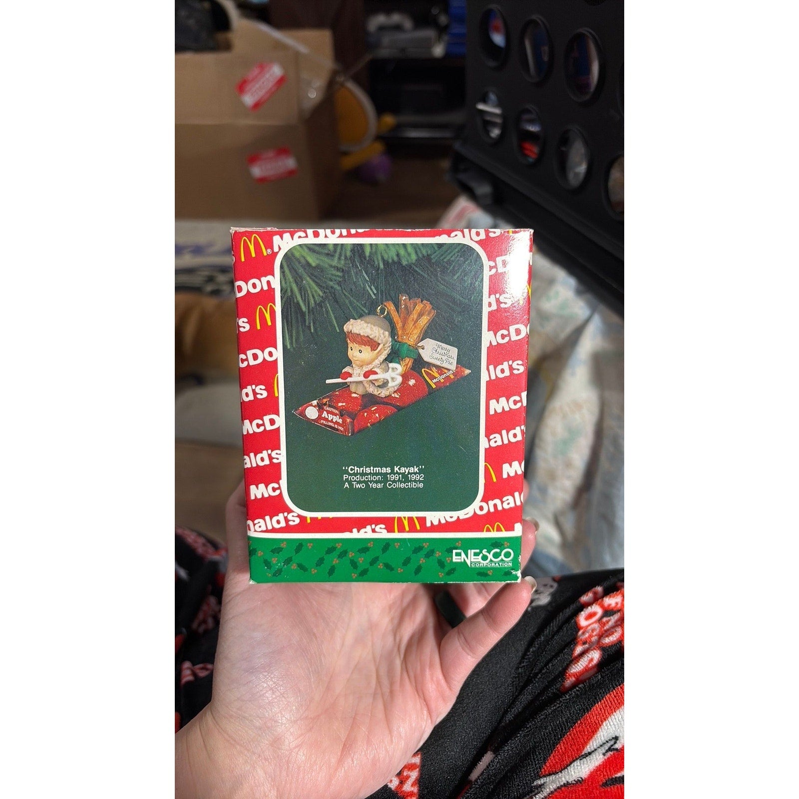 Enesco 1991 'Christmas Kayak' Apple Pie McDonalds Treasury of Christmas Ornament