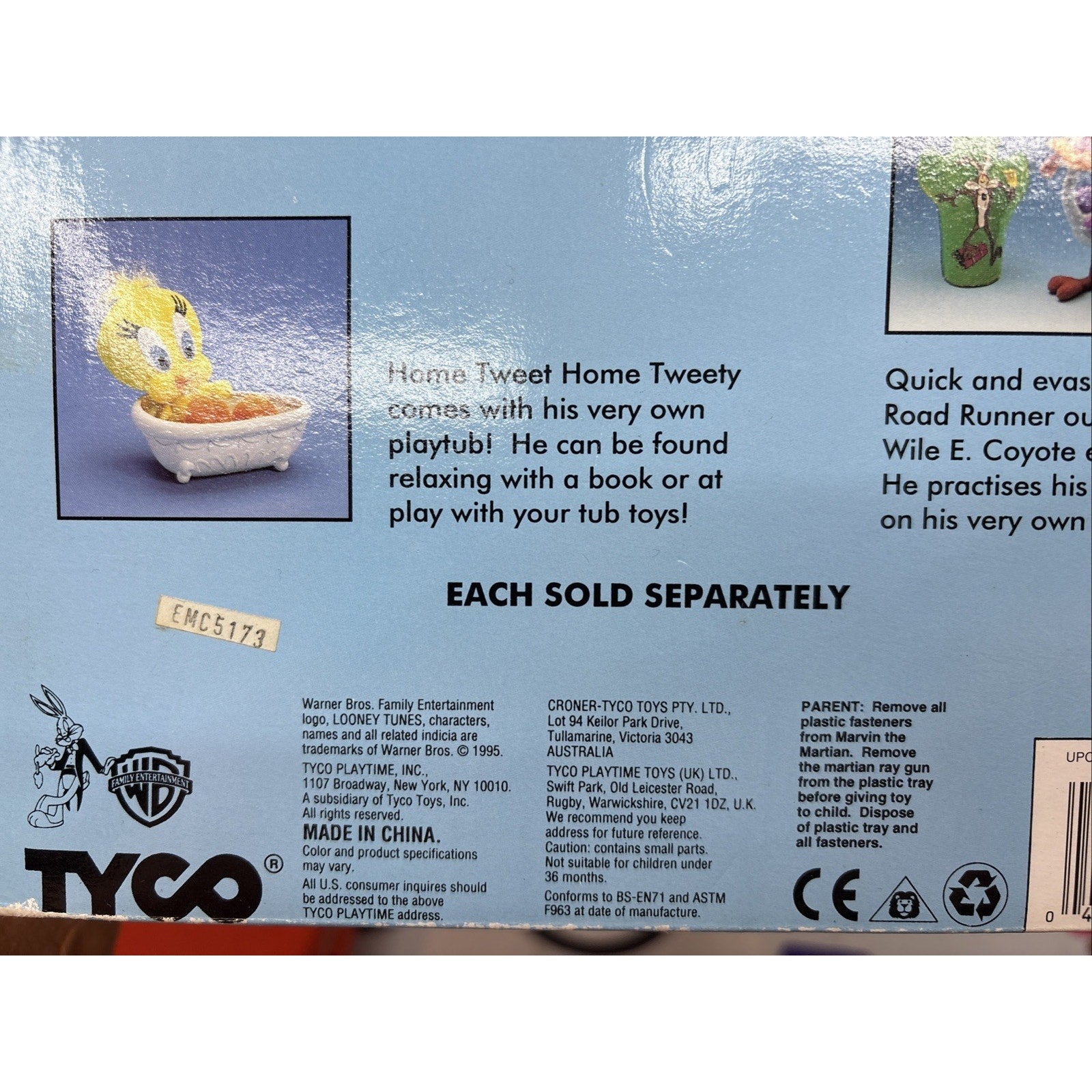 1995 Rare Warner Bros Marvin the Martian Mission From Mars Plush Toy In Box