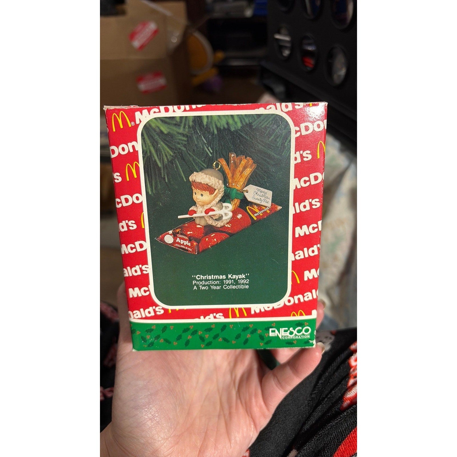 Enesco 1991 'Christmas Kayak' Apple Pie McDonalds Treasury of Christmas Ornament