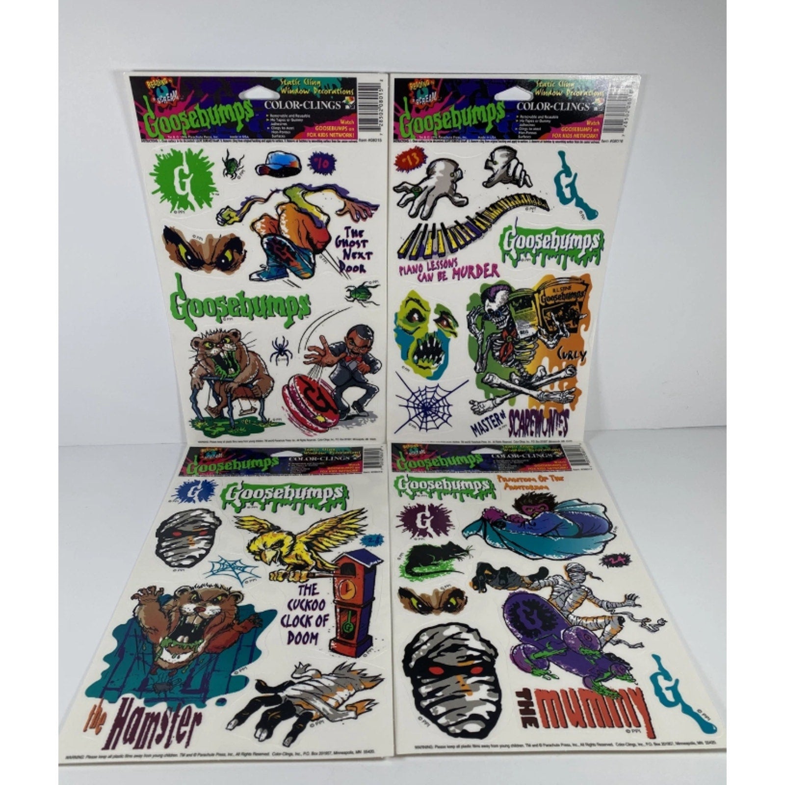 1996 Goosebumps NEW Window Clings Decal RL Stine Halloween NOS 4 Style