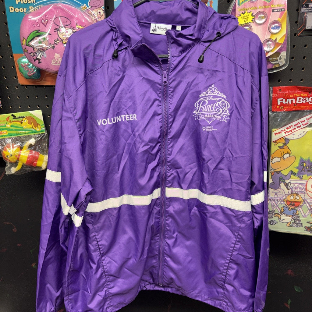 Disney Parks Jacket Womens L Princess 1/2 Marathon Volunteer Windbreaker Hooded