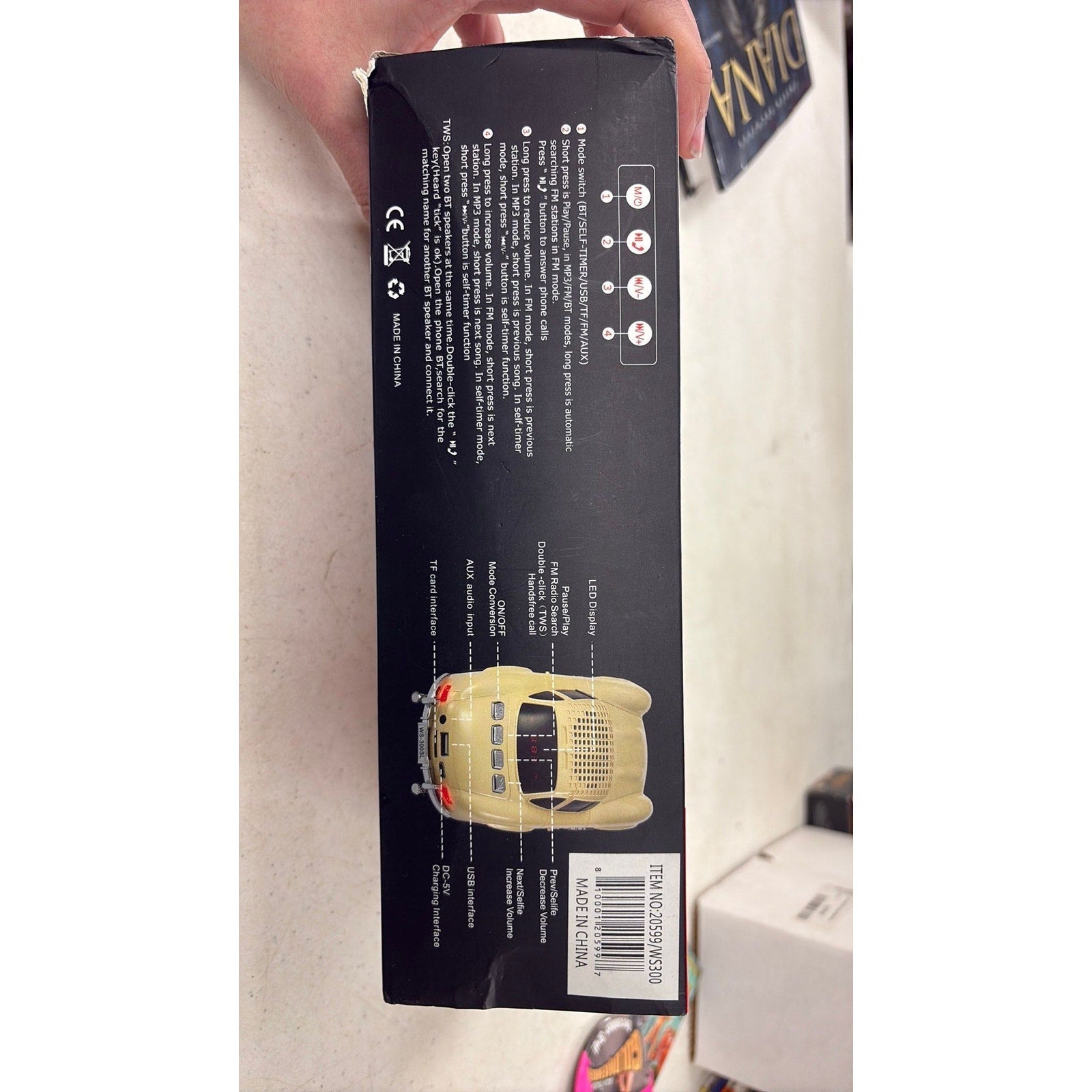 Bluetooth Speaker Car WS-300SL MUSIC CAR Speaker USB RECHARGEABLE FM Radio tf