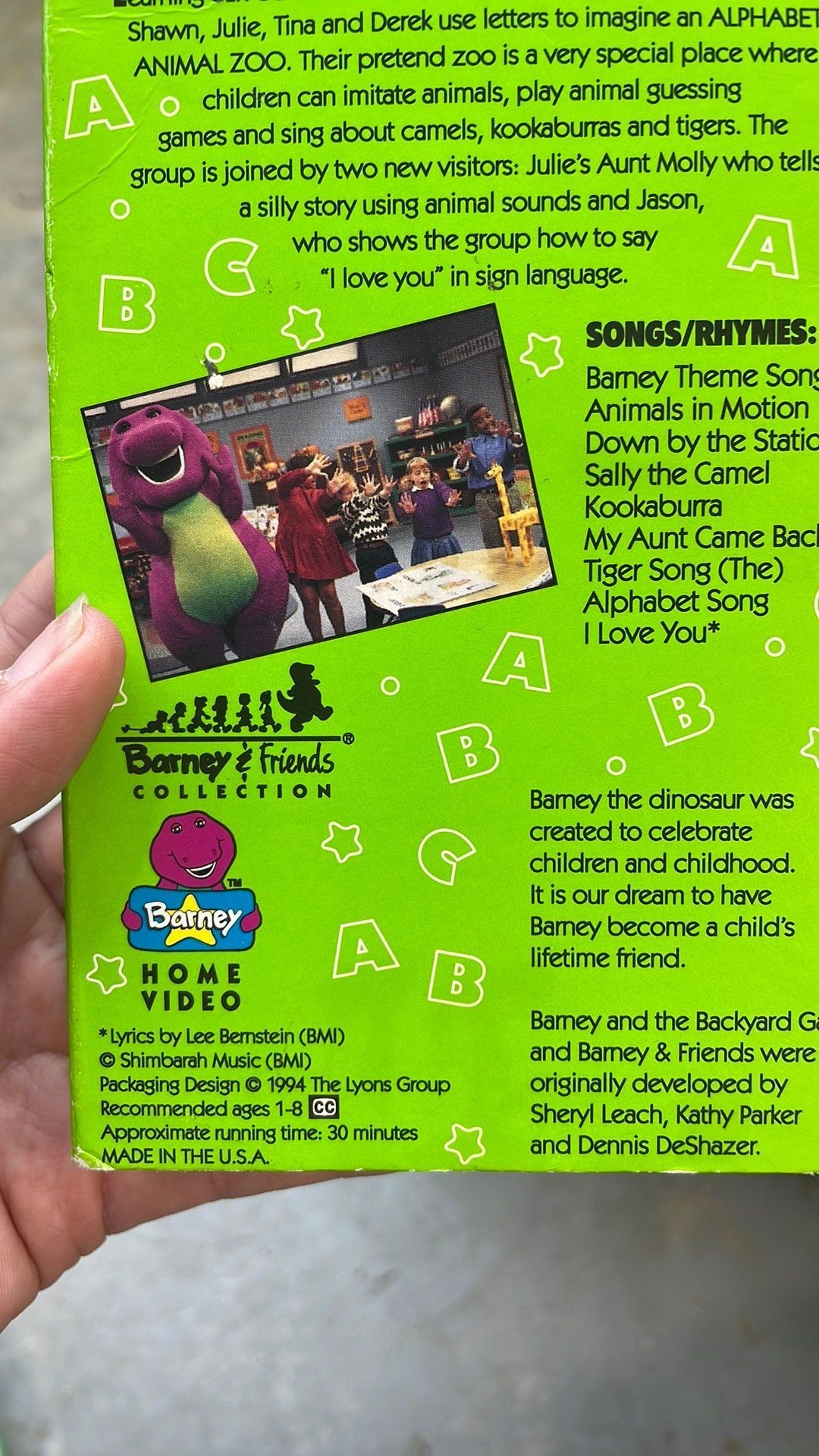 M- Barney & Friends Collection Barney’s Alphabet Zoo VHS Tape 1994 Sing Along - see photos