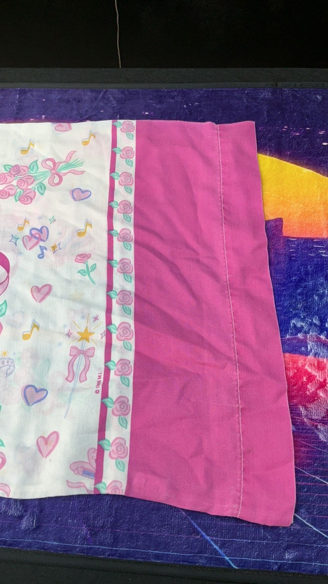 14C2- VTG BARBIE PILLOWCASE Standard 1995 Dan River USA Hearts Roses Pink White