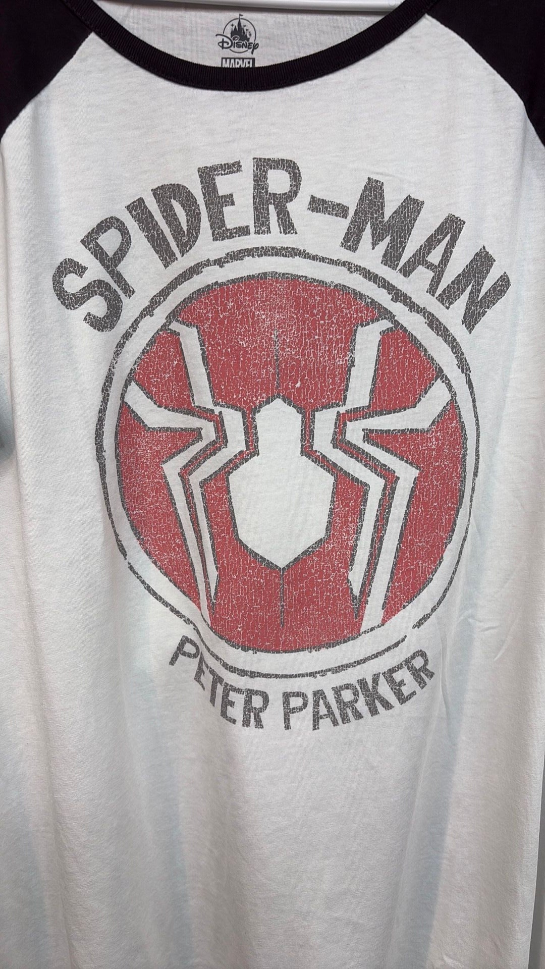 Disney Marvel Spider-Man Peter Parker Tshirt Wht Blk Red Women 1X & 3X available - new
