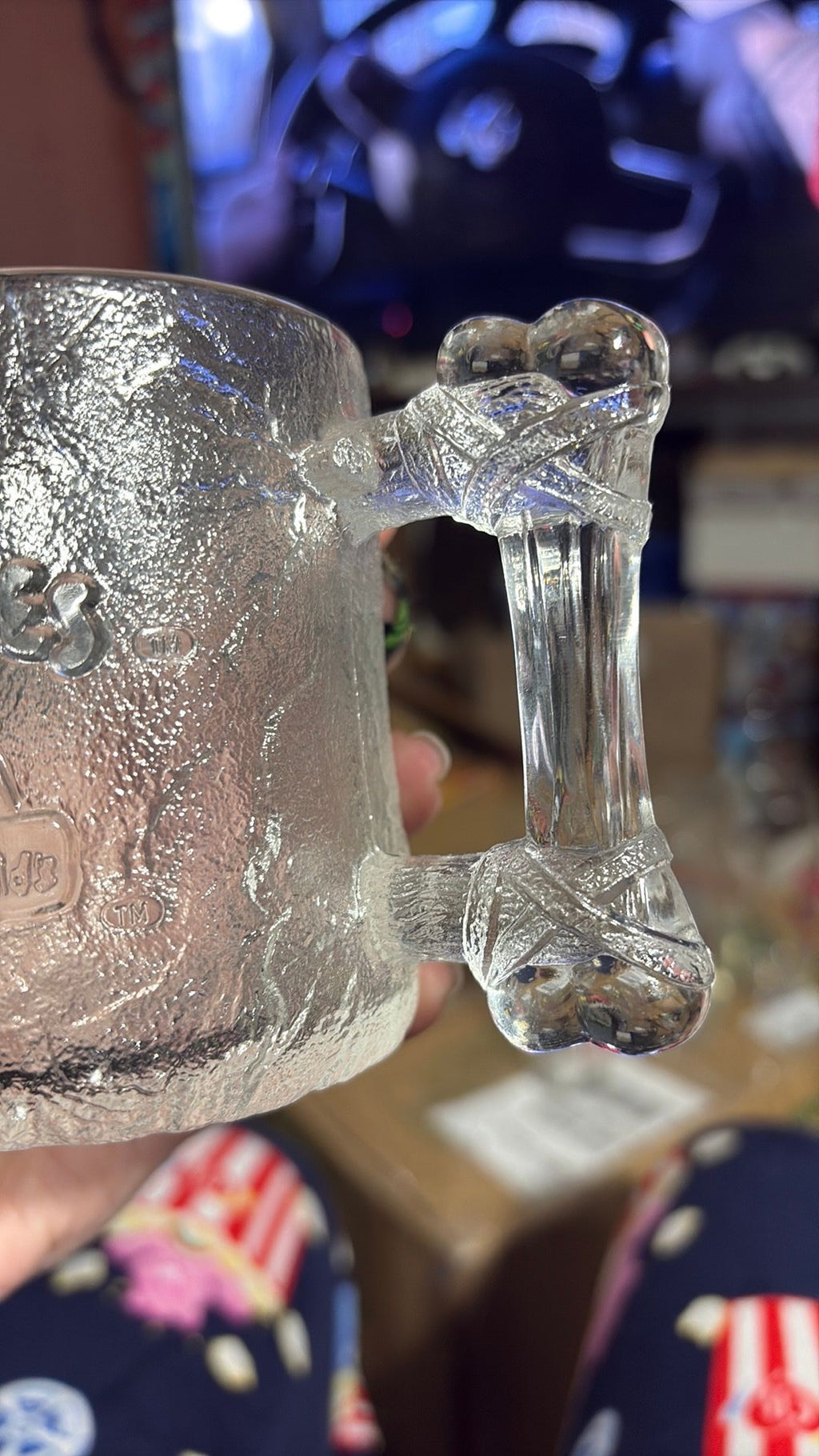 McDonalds Flintstones Glass Mug Cup 1993 Clear Frosted Pre-Dawn RocDonalds - 3B