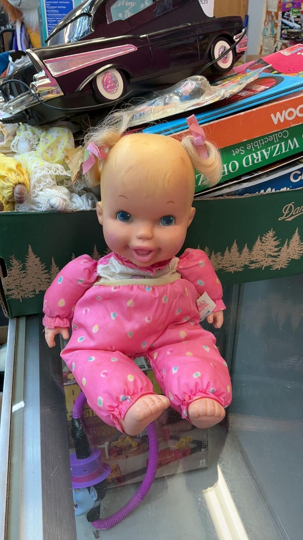 8D- 1995 Baby Tumbles Surprise 14” Doll Toy Biz Blonde NEEDS CLEANED