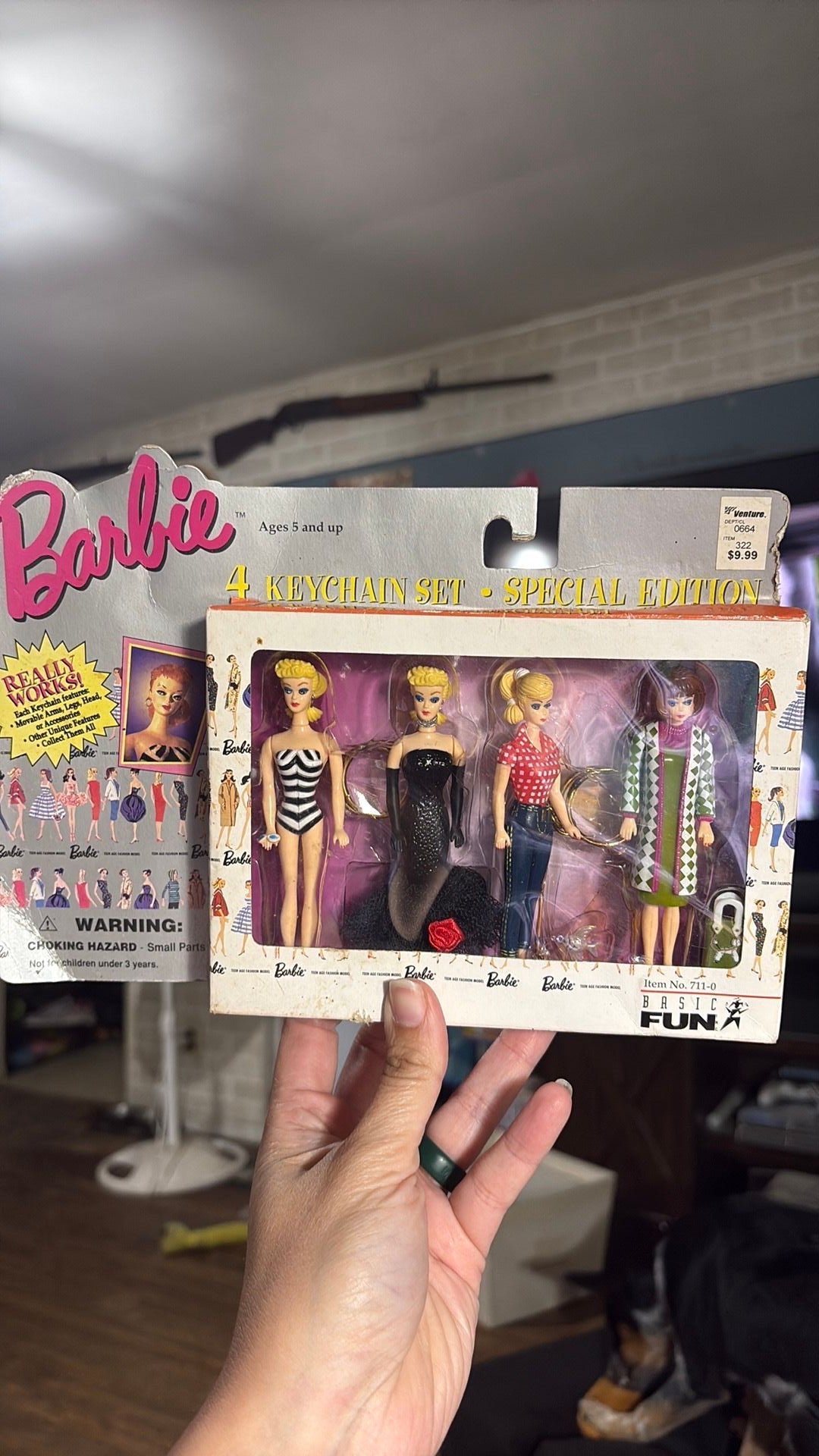 S2- 1996 Barbie Set of 4 Keychains NIB Original Barbie, Picinic Barbie, Poodle Parade