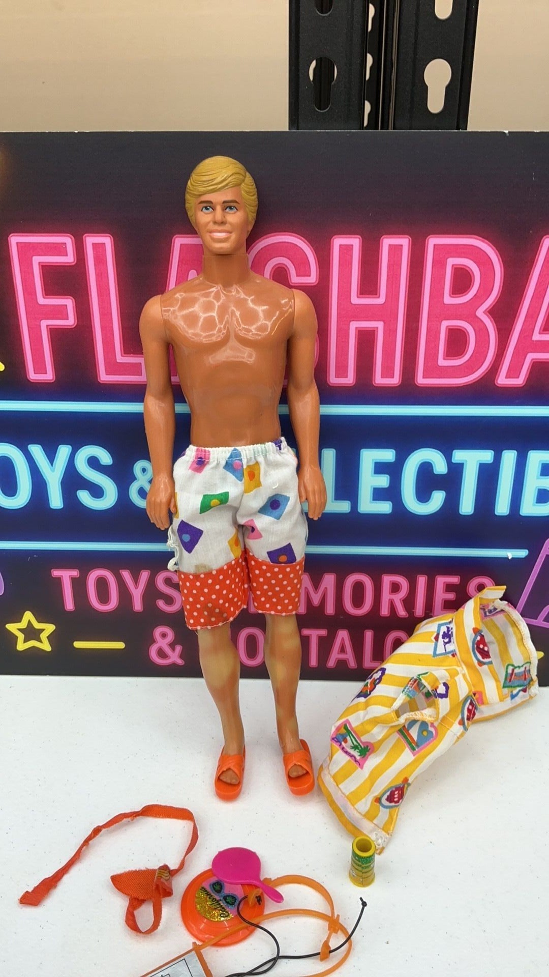 14C2- SUN GOLD MALIBU Ken Doll Mattel Barbie Beach Bathing Suit - Vintage 1983 - Read
