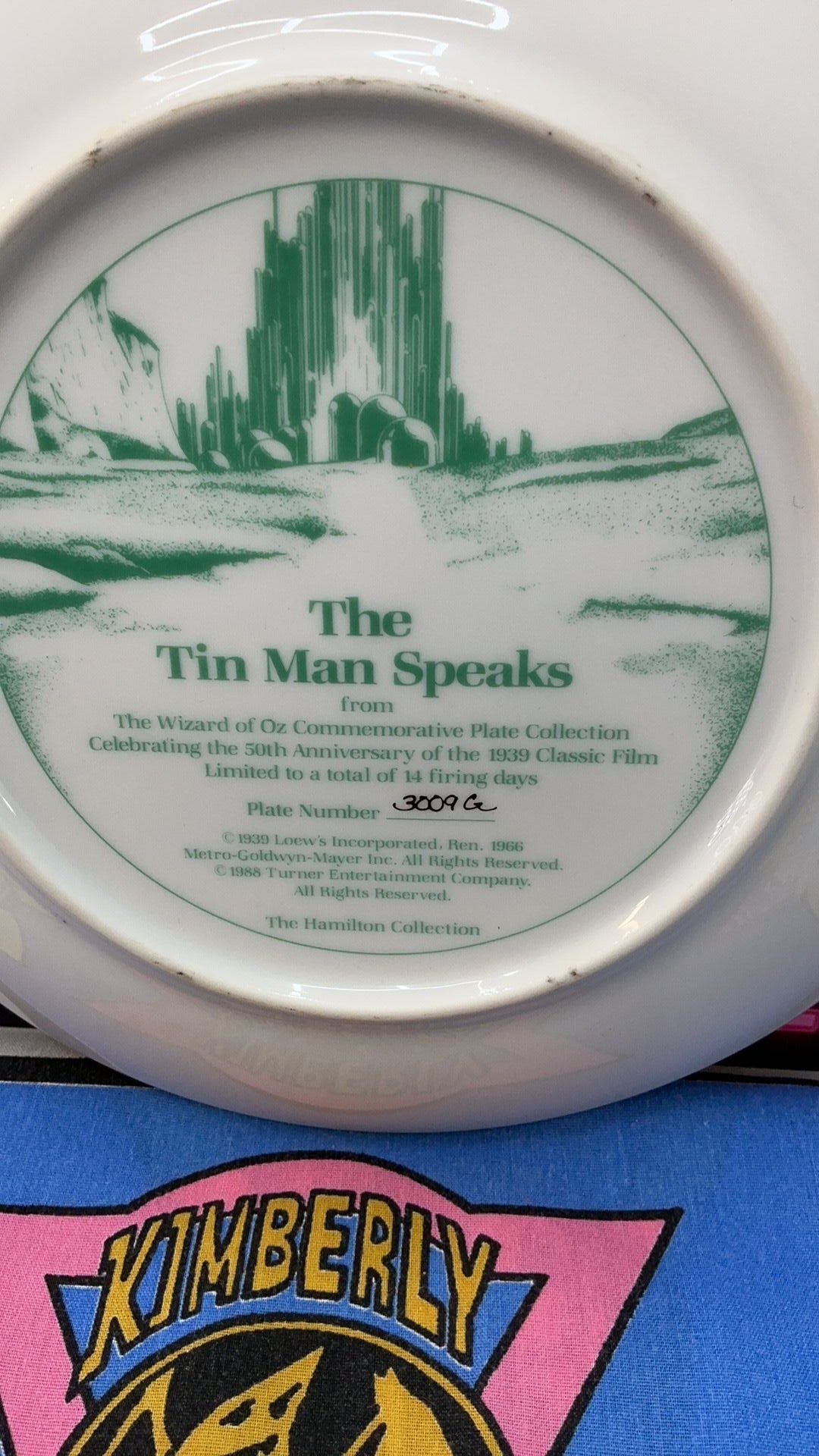 12B- 1988 THE TIN MAN SPEAKS Plate The Wizard of OZ 50th Anniversary Commemorative Film
