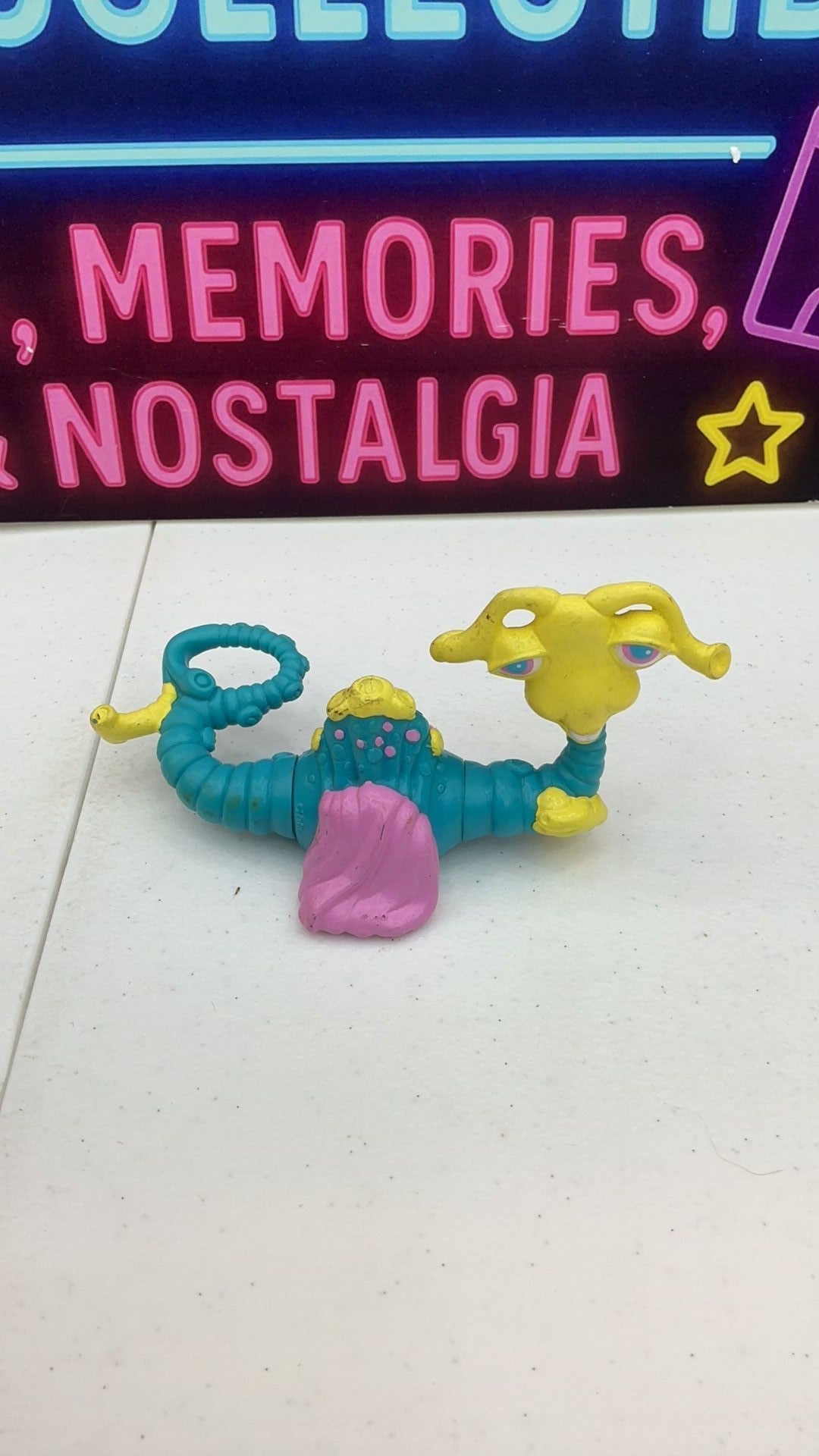 11B- Vintage Current Inc. Blue/Yellow/Pink Interchangeable Swamp Monster PVC Toy 80s