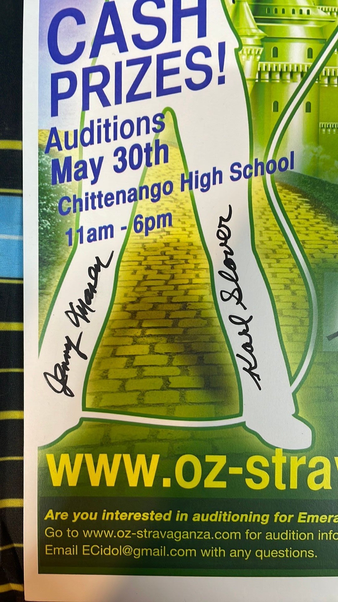 Emerald City Idol poster Autographed by 4 munchkins from Wizard of Oz movie