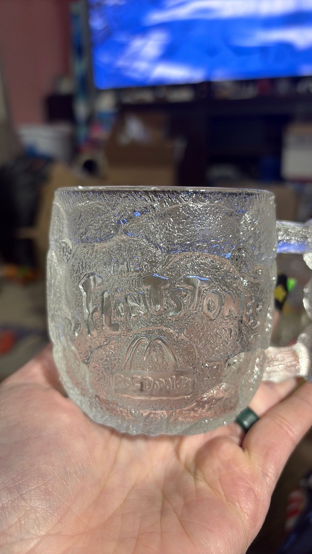 Vintage McDonalds Flintstones Drinking Glass Rocky Road Glass Mug Cup 1993