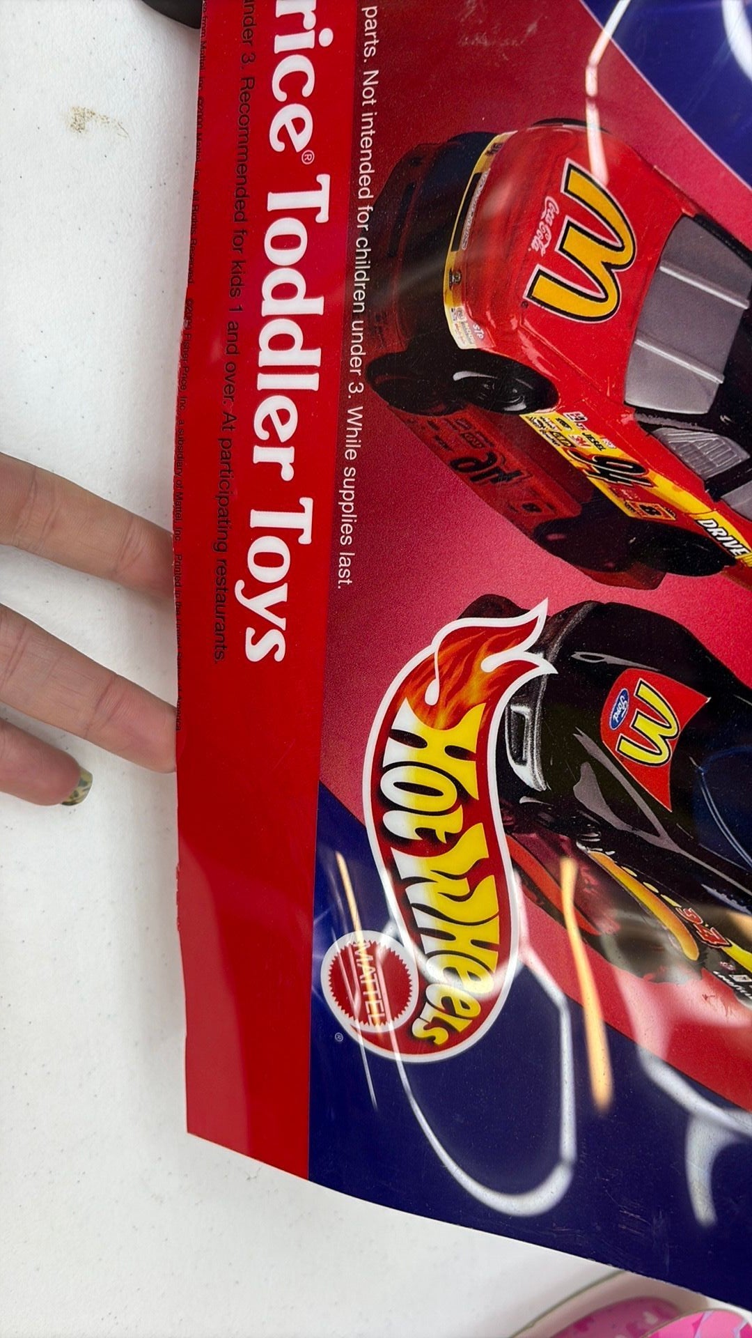 14E- Vtg 90s McDonalds Barbie & Hot Wheels Happy Meal Toy Sign Advertising Mattel Ad - see photos