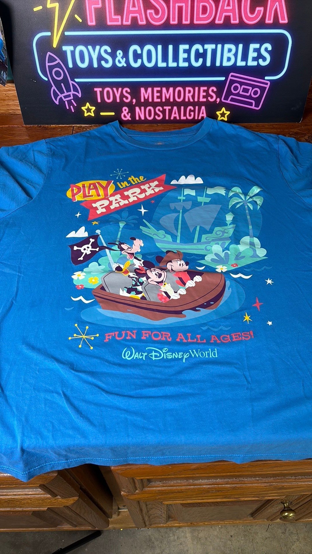 Disney Walt Disney World Play in the Park Mickey Mouse Blue Graphic T-Shirt - XXL