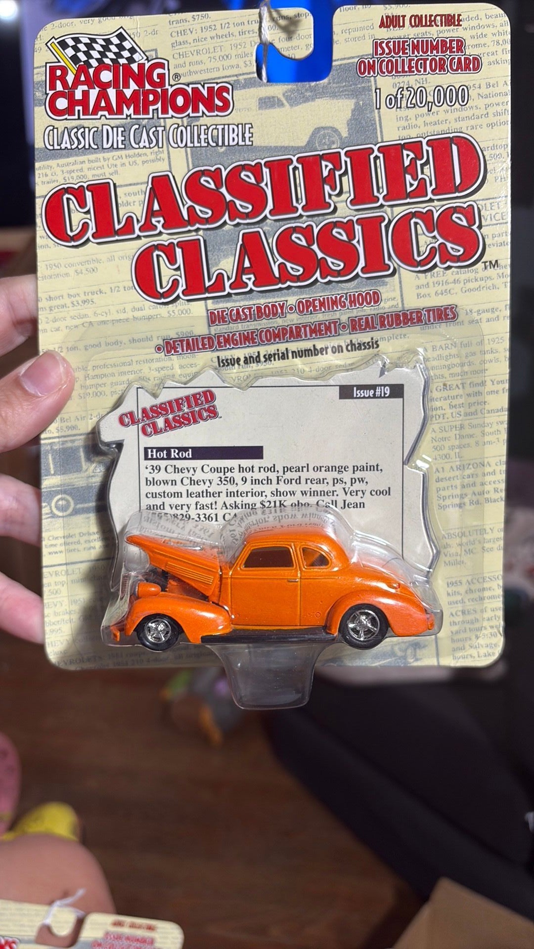 62 Racing Champions Classified Classics ‘39 Chevy Coupe Hot Rod New On Card 2000