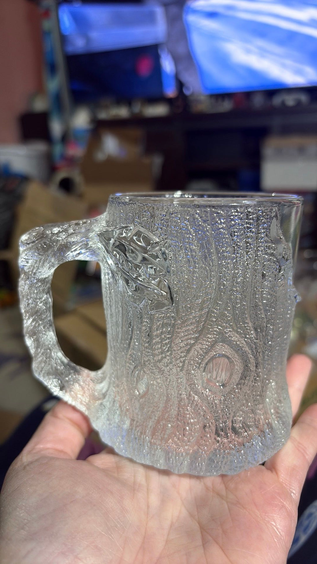 McDonalds Flintstones Treemendous Glass Mug Cup Clear Frosted RocDonalds 1993 - 3B