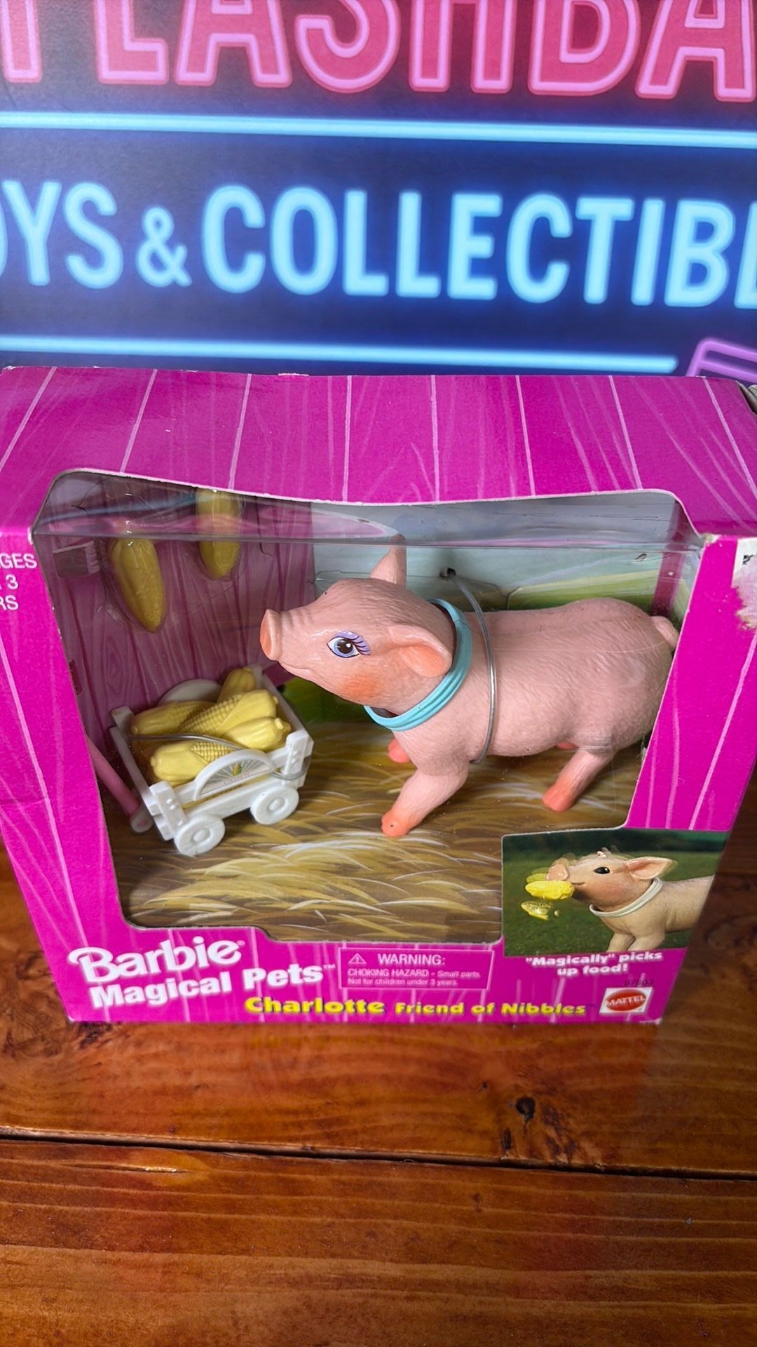 S2- Barbie Magical Pets Charlotte 1997 NFB Cute Pig Friend of Nibbles with cart