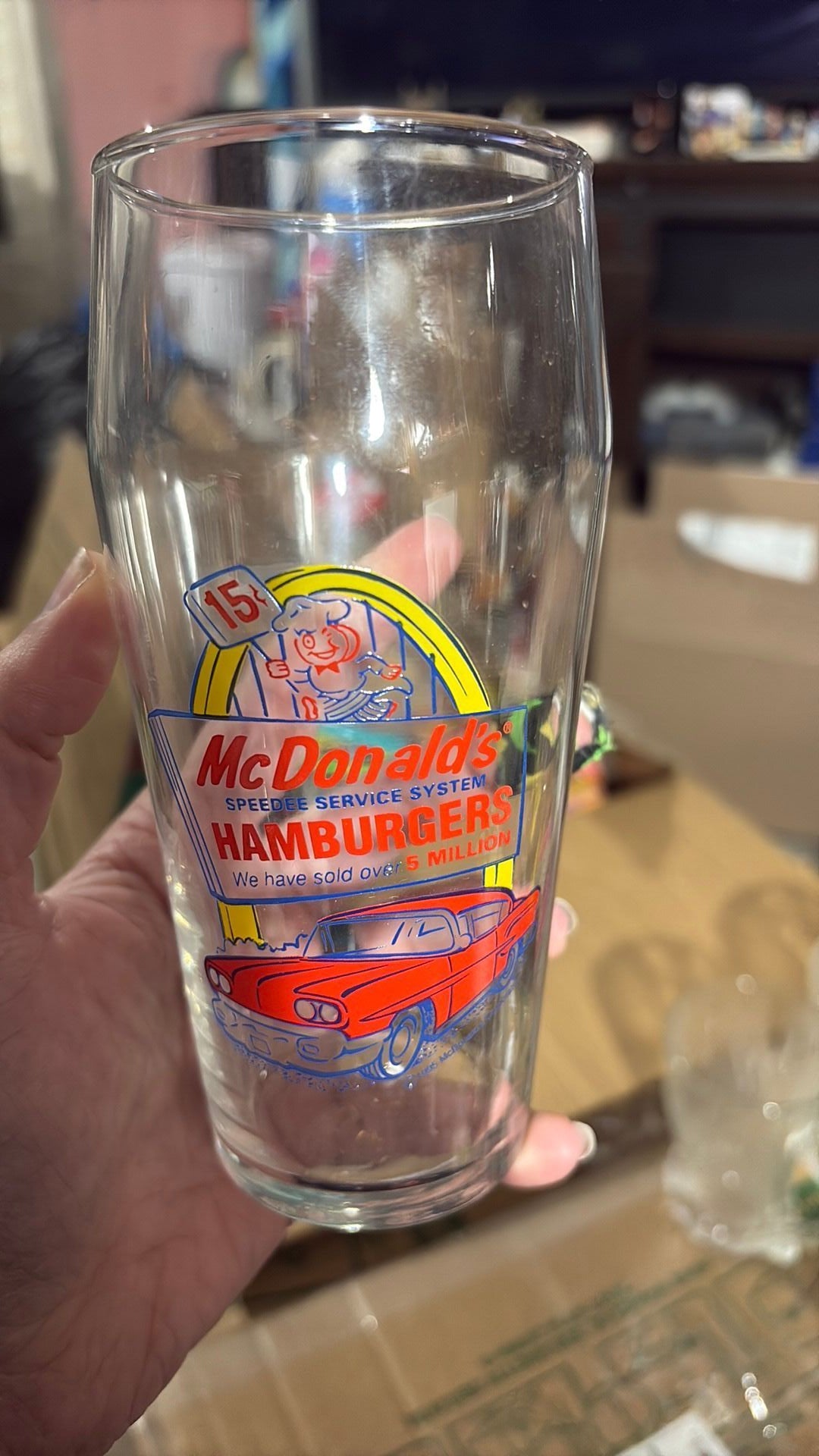 Vintage McDonald's Hamburgers Glass 1995 Retro Speedee Service Systems. 16 Oz