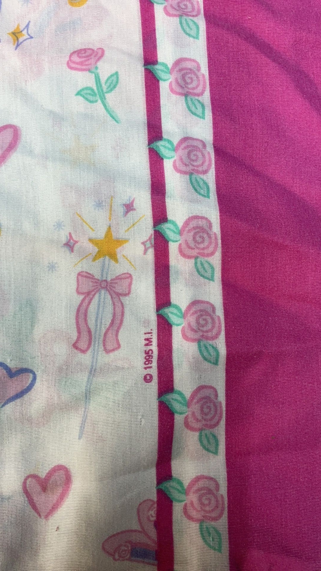 14C2- VTG BARBIE PILLOWCASE Standard 1995 Dan River USA Hearts Roses Pink White