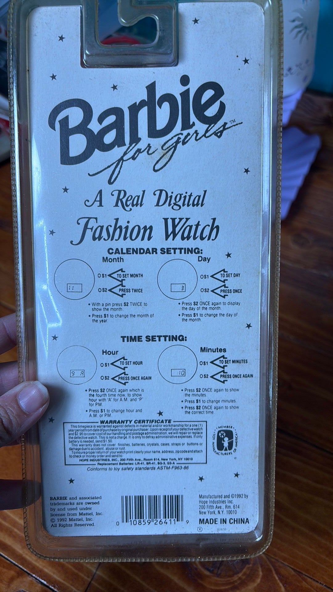 14C1- Vintage Mattel Barbie Watch for Girls 1992 Digital Watch, Yellow/Pink