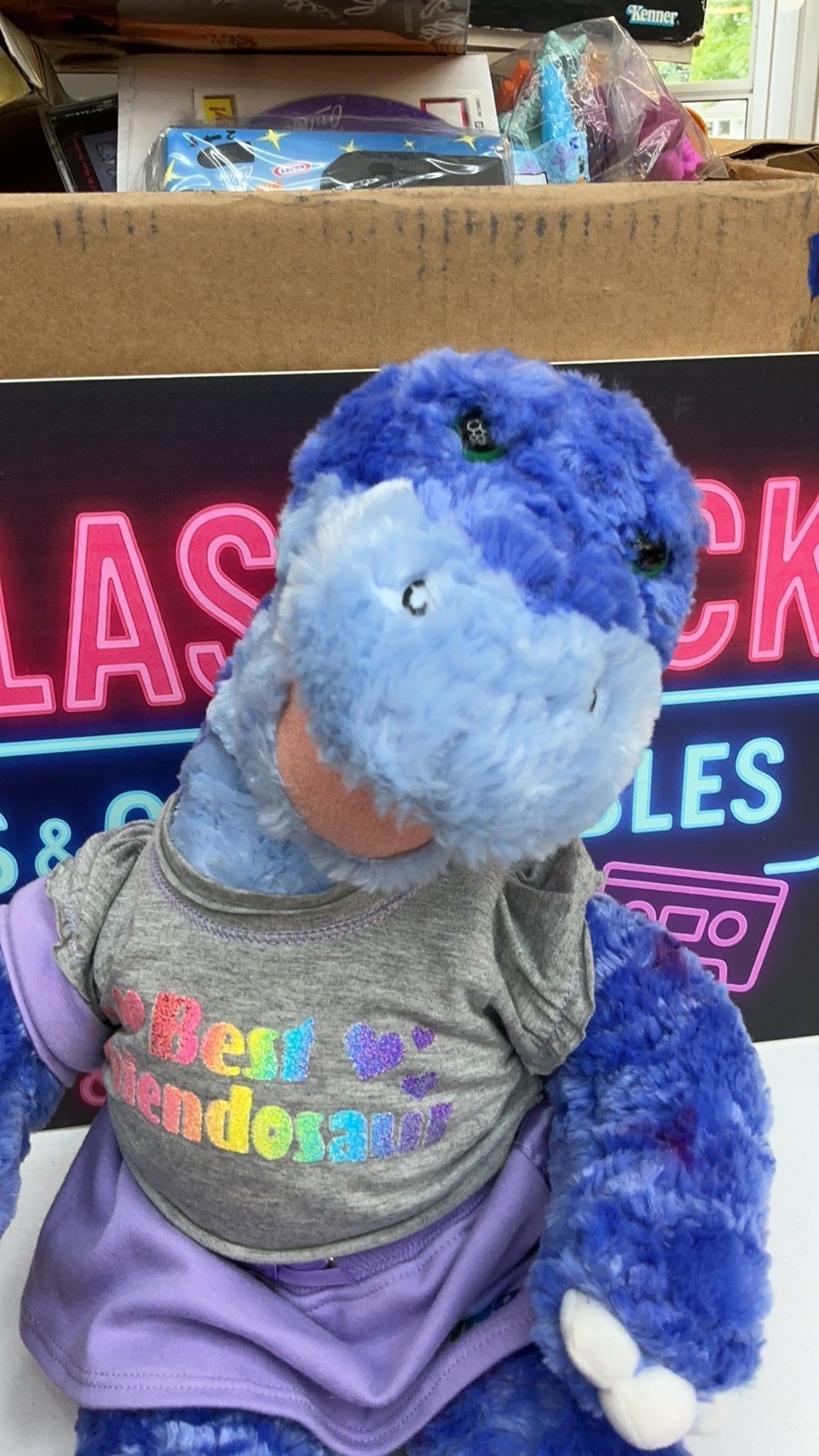 P2- Build a Bear Dino Dinosaur 19" Apatosaurus Blue Plush BAB Workshop in clothing