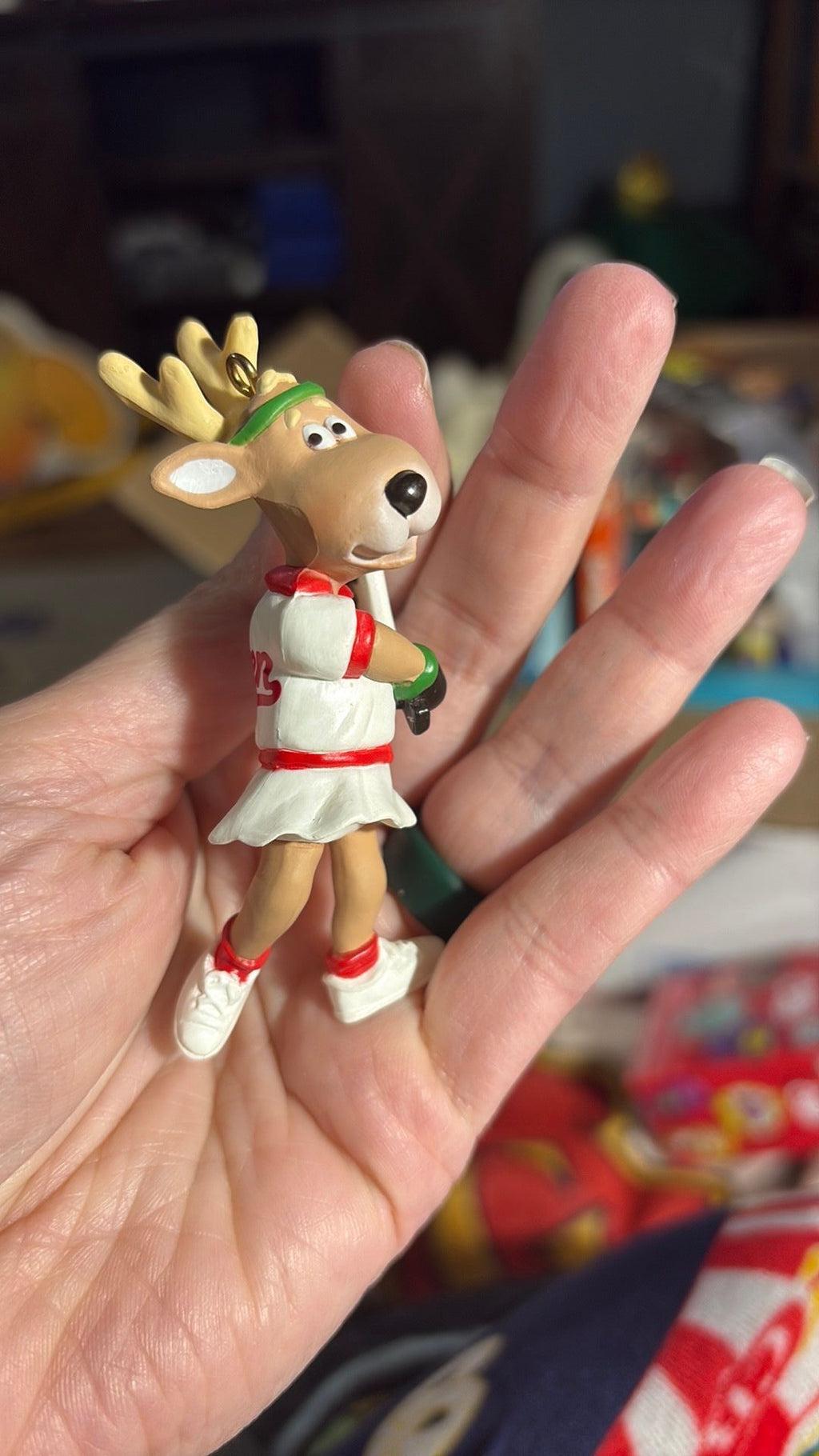 4E - Hallmark "Reindeer Champs Vixen" Tennis Ornament 1989