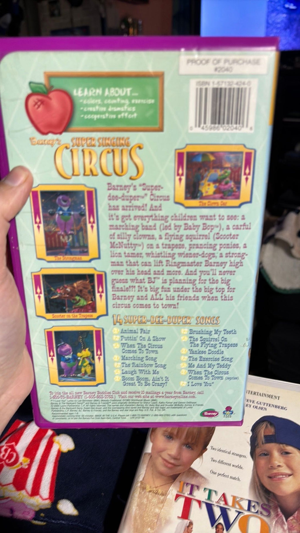 Barney's Super Singing Circus VHS 2000 Sing Along Songs White Tape Never Seen TV
