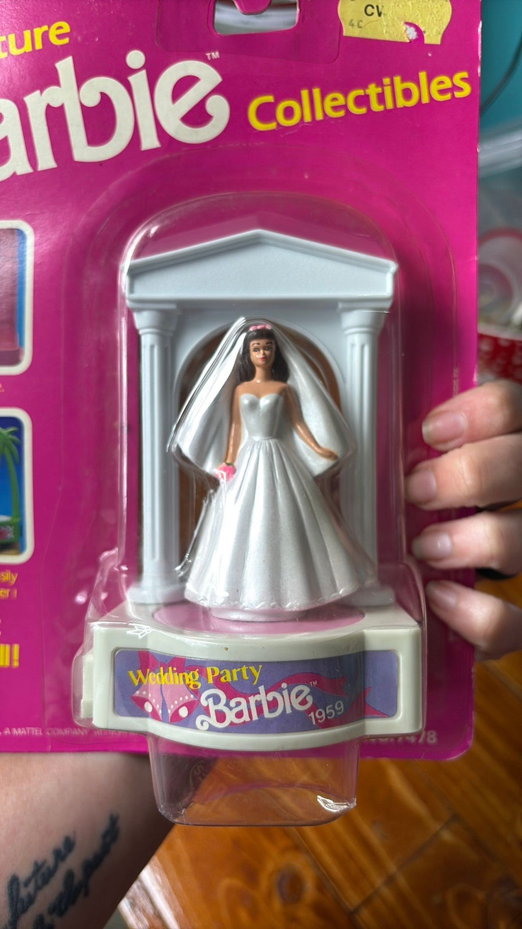 14B- 1989 Miniature Barbie Collectibles Wedding Party Barbie Bride 1959 #7478 1989
