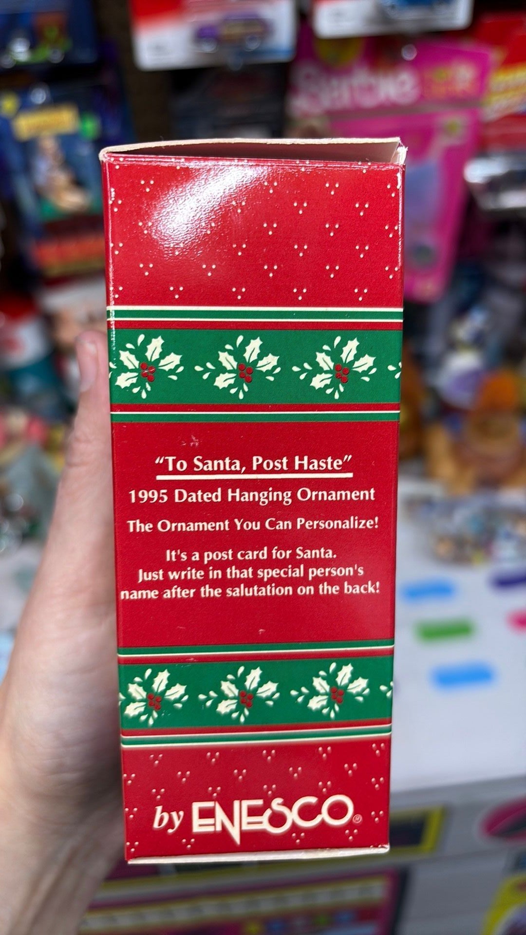4E - Christmas Ornament ENESCO To Santa, Post Haste Collectible 1995