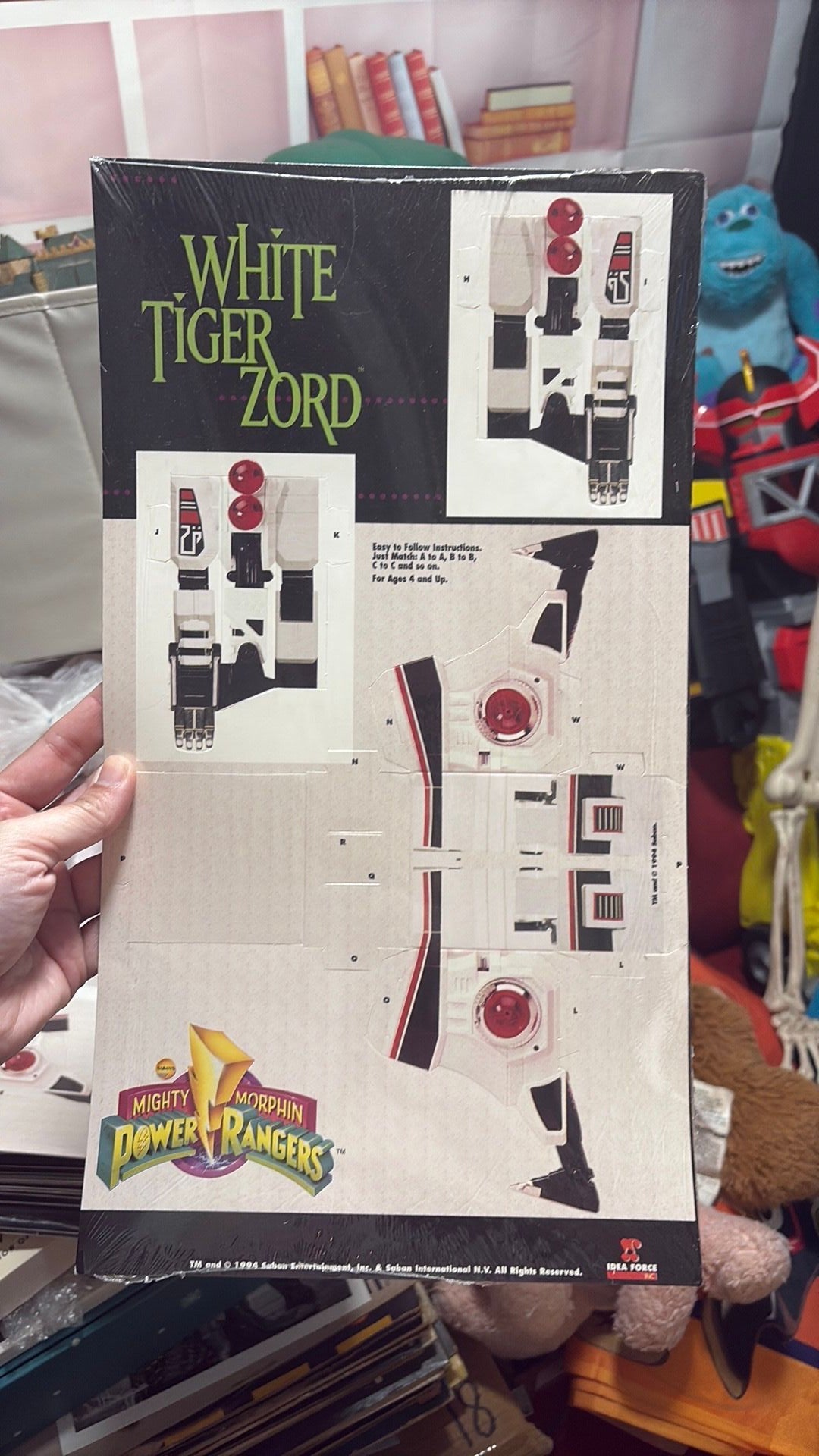 Vintage 1994 Power Rangers White Tiger Zord Origami Paper Art NEW FACTORY SEALED