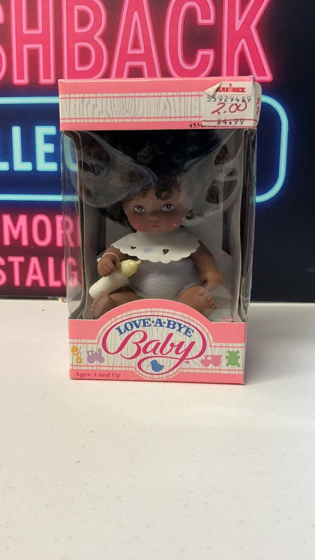 10C- Vintage Love A Bye Black Baby Doll Hasbro 5126 African American 1987 AA 5in
