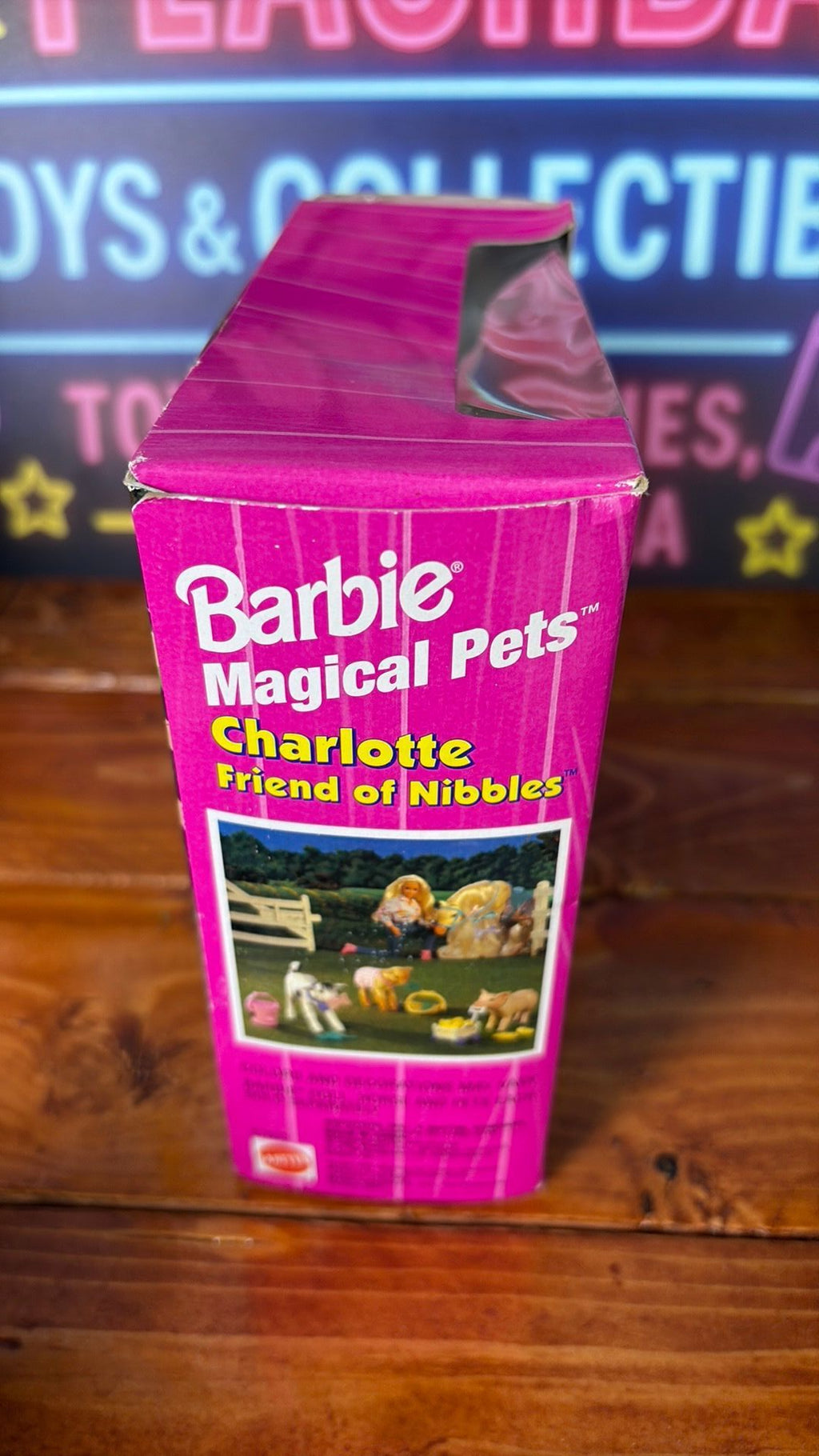 S2- Barbie Magical Pets Charlotte 1997 NFB Cute Pig Friend of Nibbles with cart