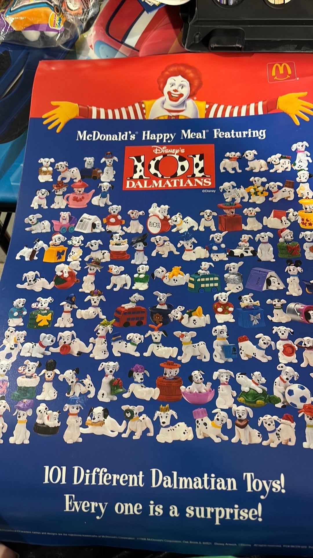 2C - Vintage 1996 McDonalds 101 Dalmatians Happy Meal Toys 14" X 22" Promo Poster