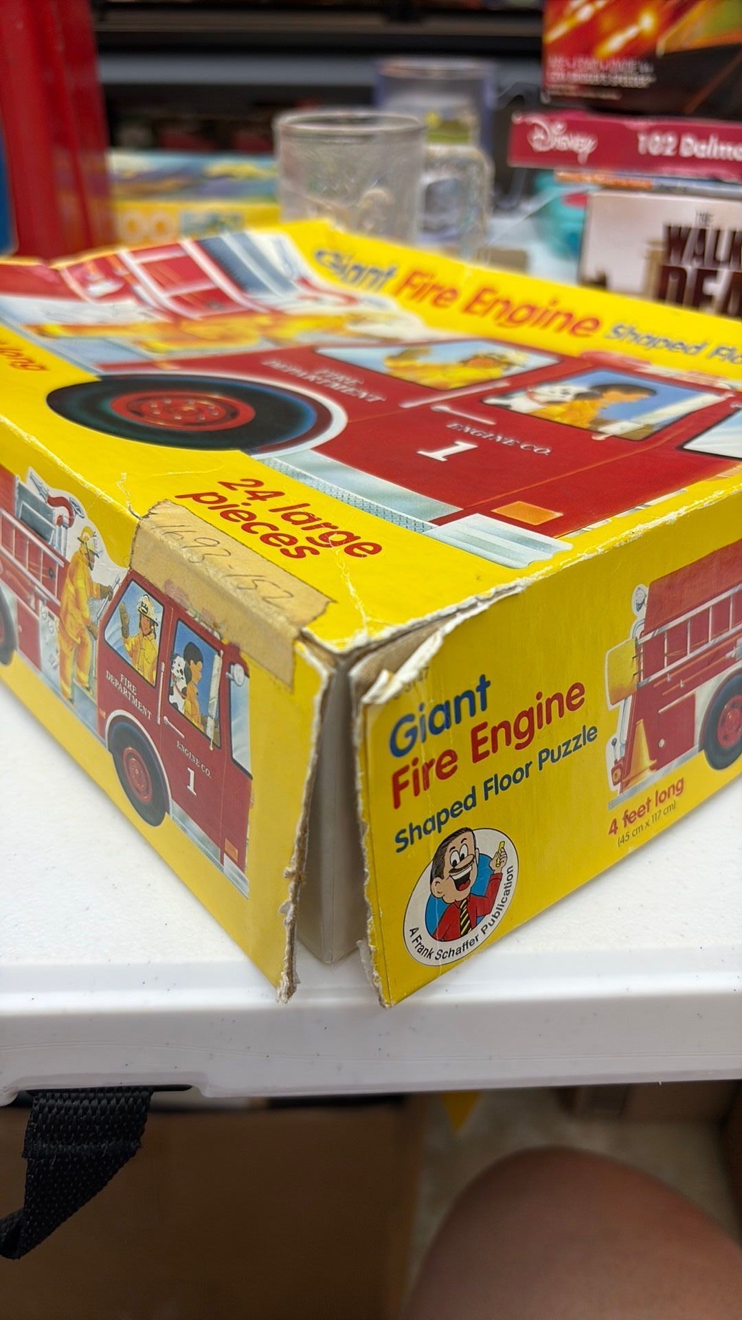 4B- 1994 Giant Fire Engine Shaped Floor Puzzle 24 Jumbo Pieces 4 Feet Long - complete