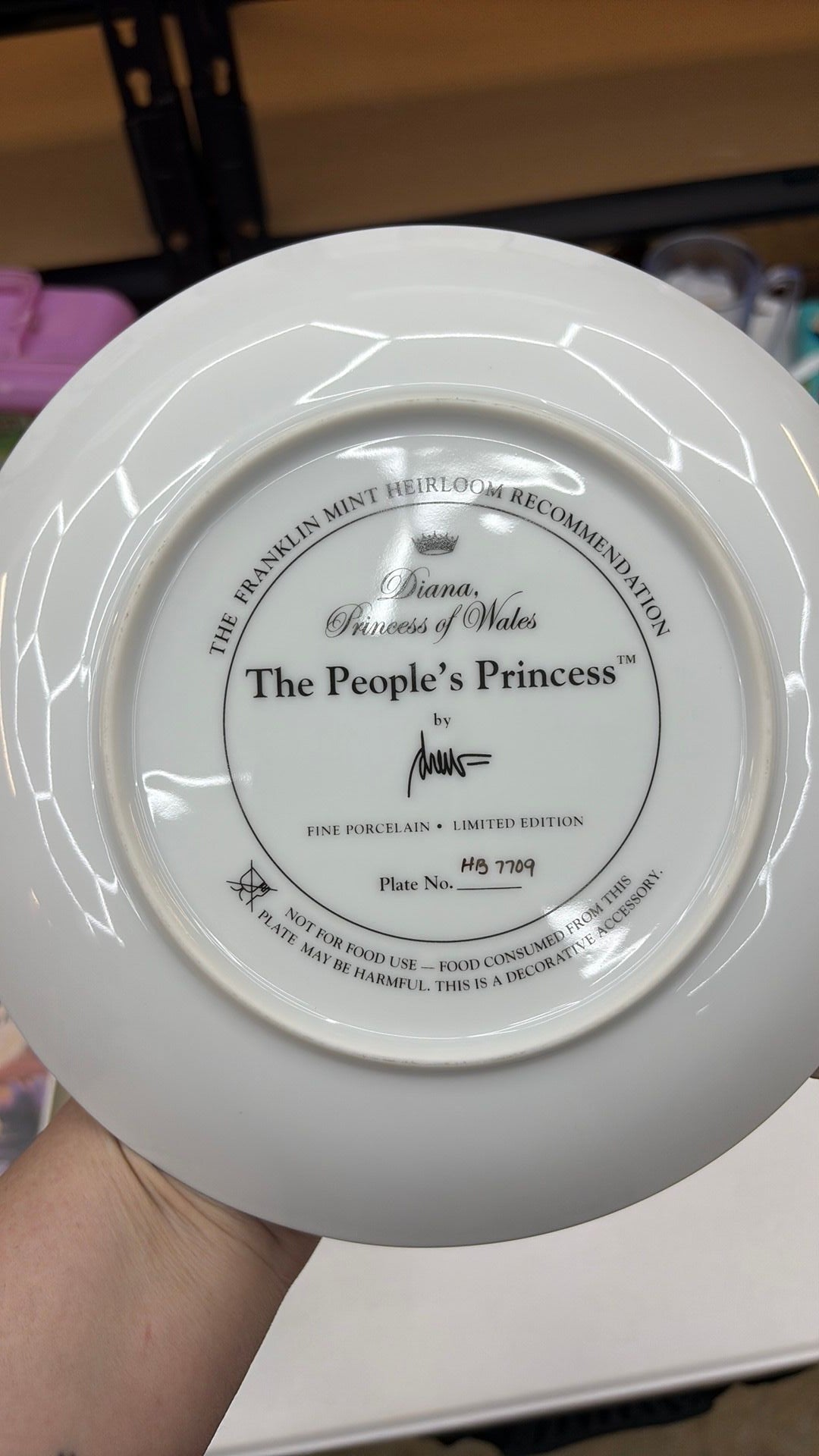 11C- Franklin Mint Diana Princess of Wales “People’s Princess” Limited Plate