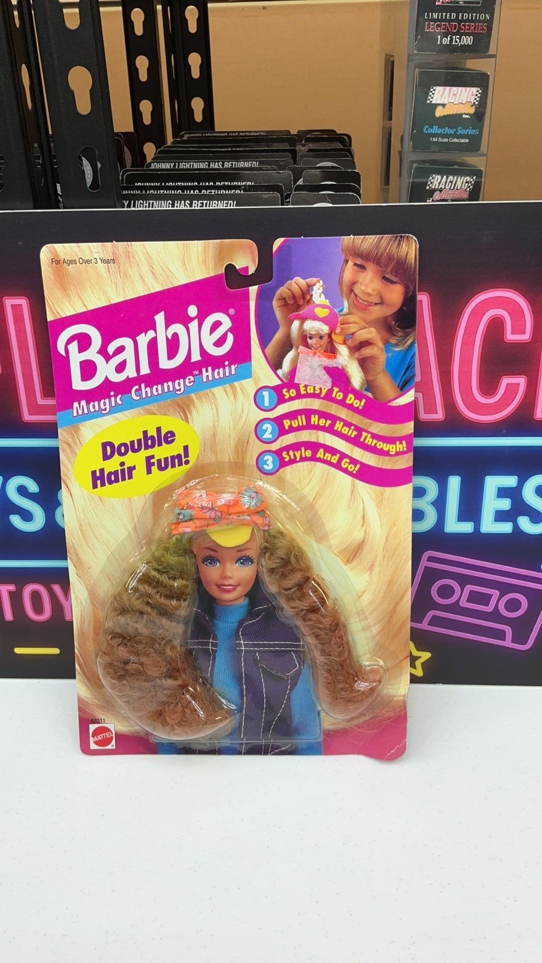 S2- 1995 Barbie Magic Change Hair Wig Reddish Blonde Curly Mattel 68311 NEW
