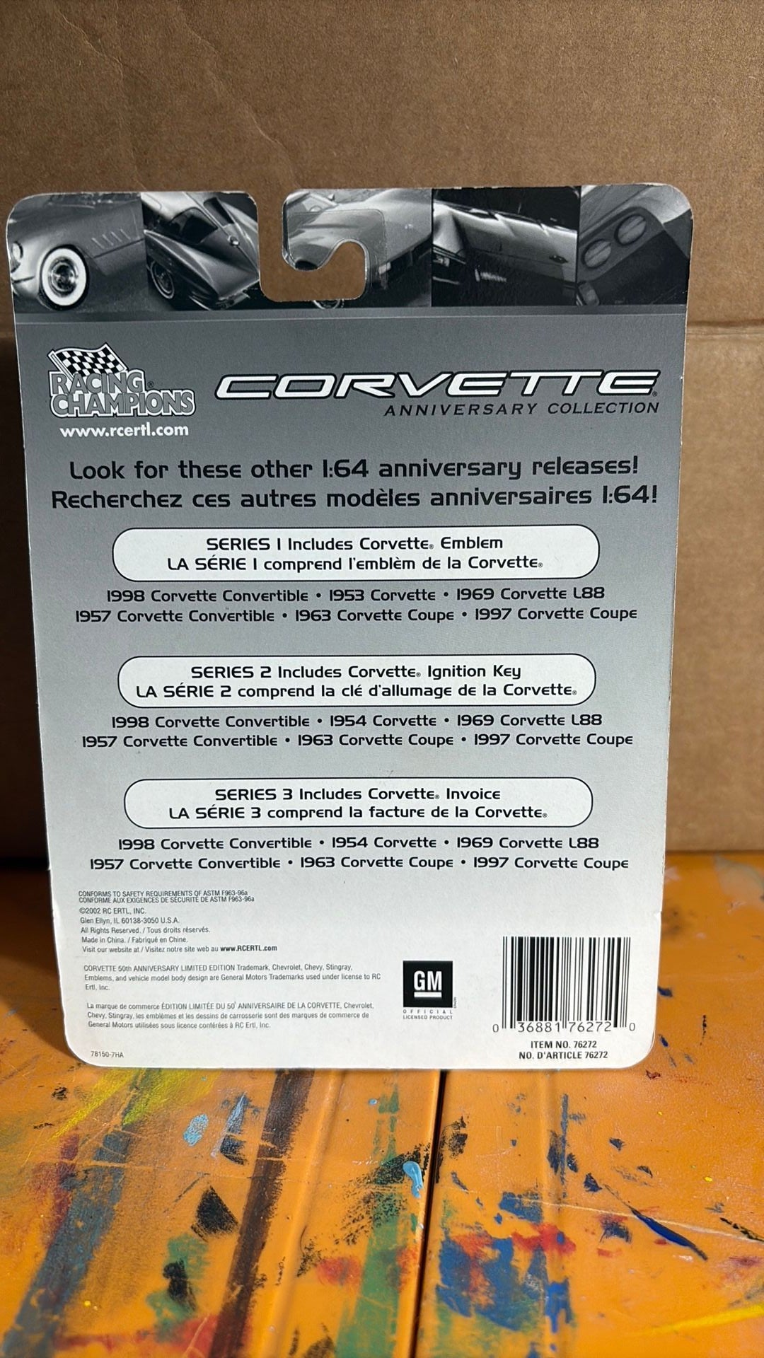 PW1- Racing Champions Corvette 50th Anniversary 1957 vette convertible Gold/White