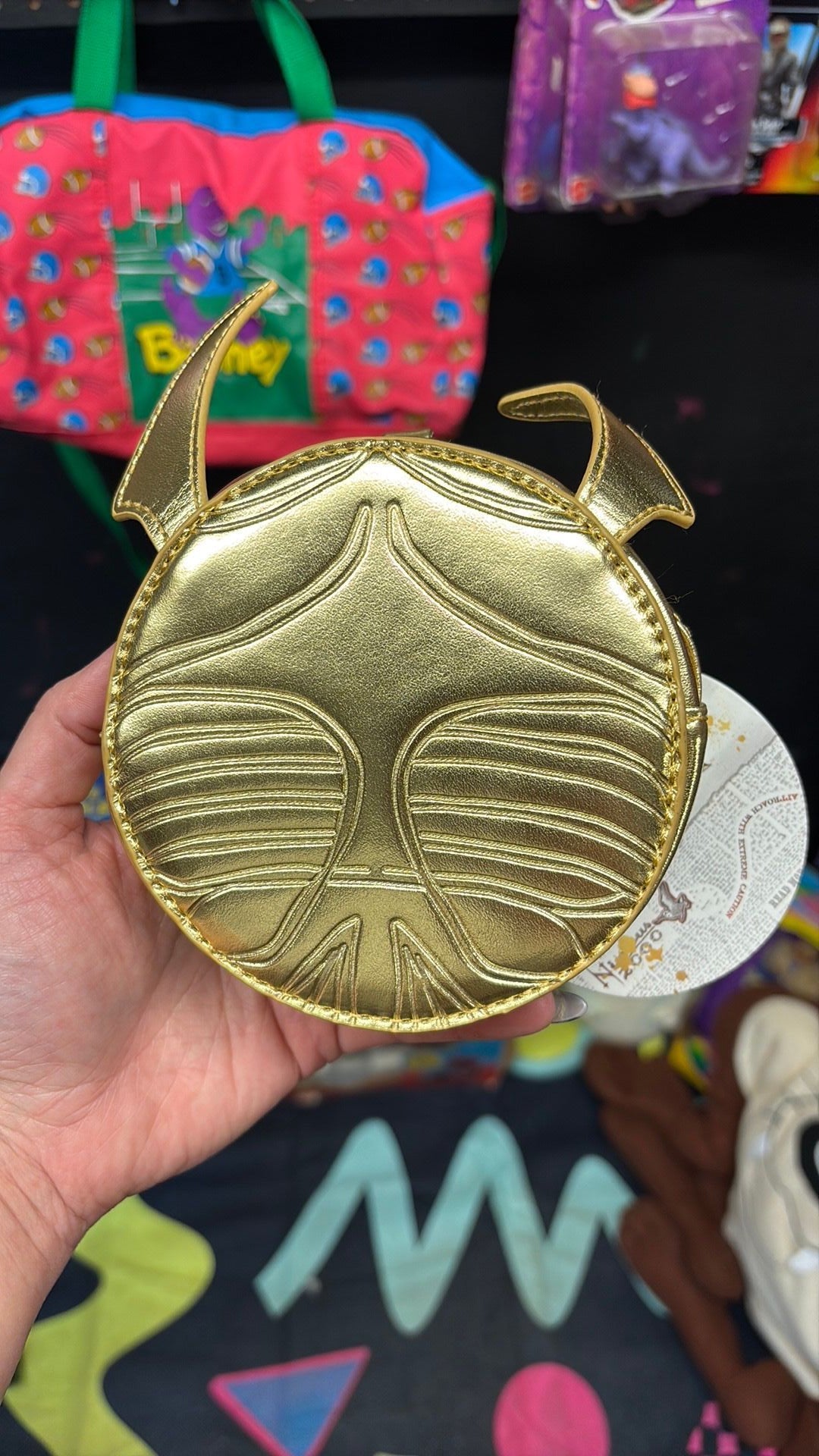 12A- Miniso Harry Potter Golden Snitch Clutch Purse Gold Quidditch Purse NWT New