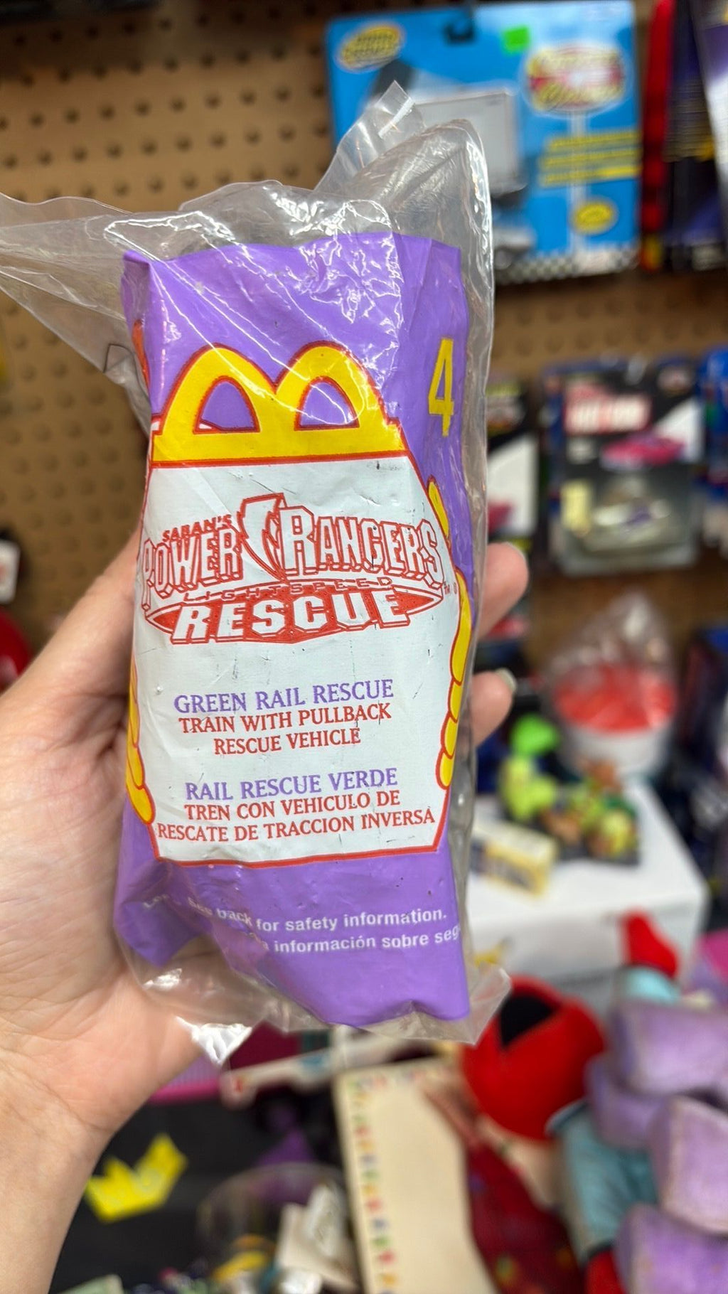 2000 Saban's Power Rangers McDonalds Happy Meal Toy Green Rail Rescue #4 NIP VTG