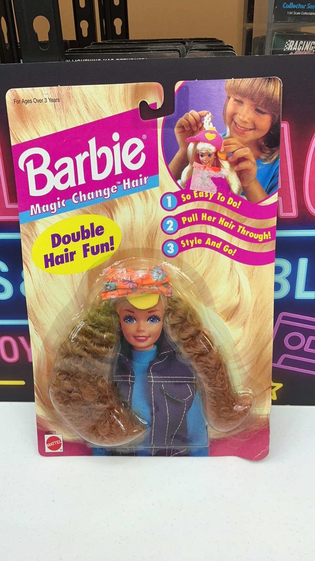 S2- 1995 Barbie Magic Change Hair Wig Reddish Blonde Curly Mattel 68311 NEW