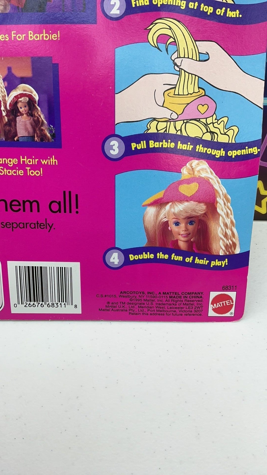 S2- 1995 Barbie Magic Change Hair Wig Reddish Blonde Curly Mattel 68311 NEW